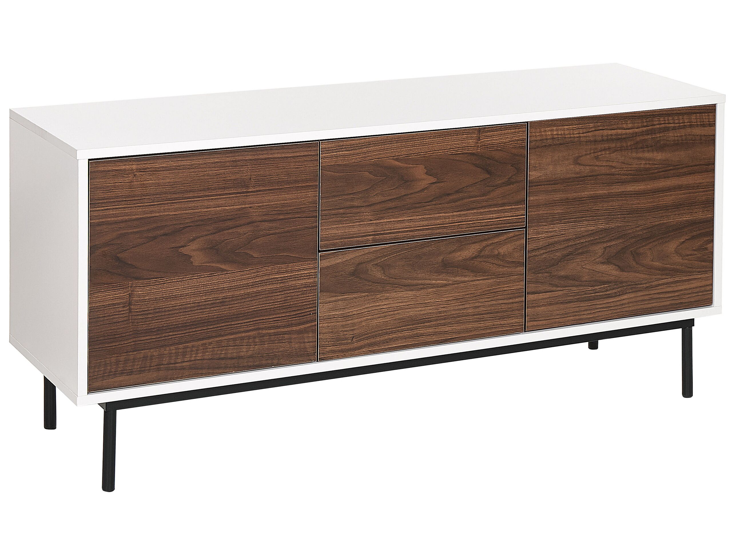 2 Door Sideboard Dark Wood with White OKLAND - Gemini Interiors