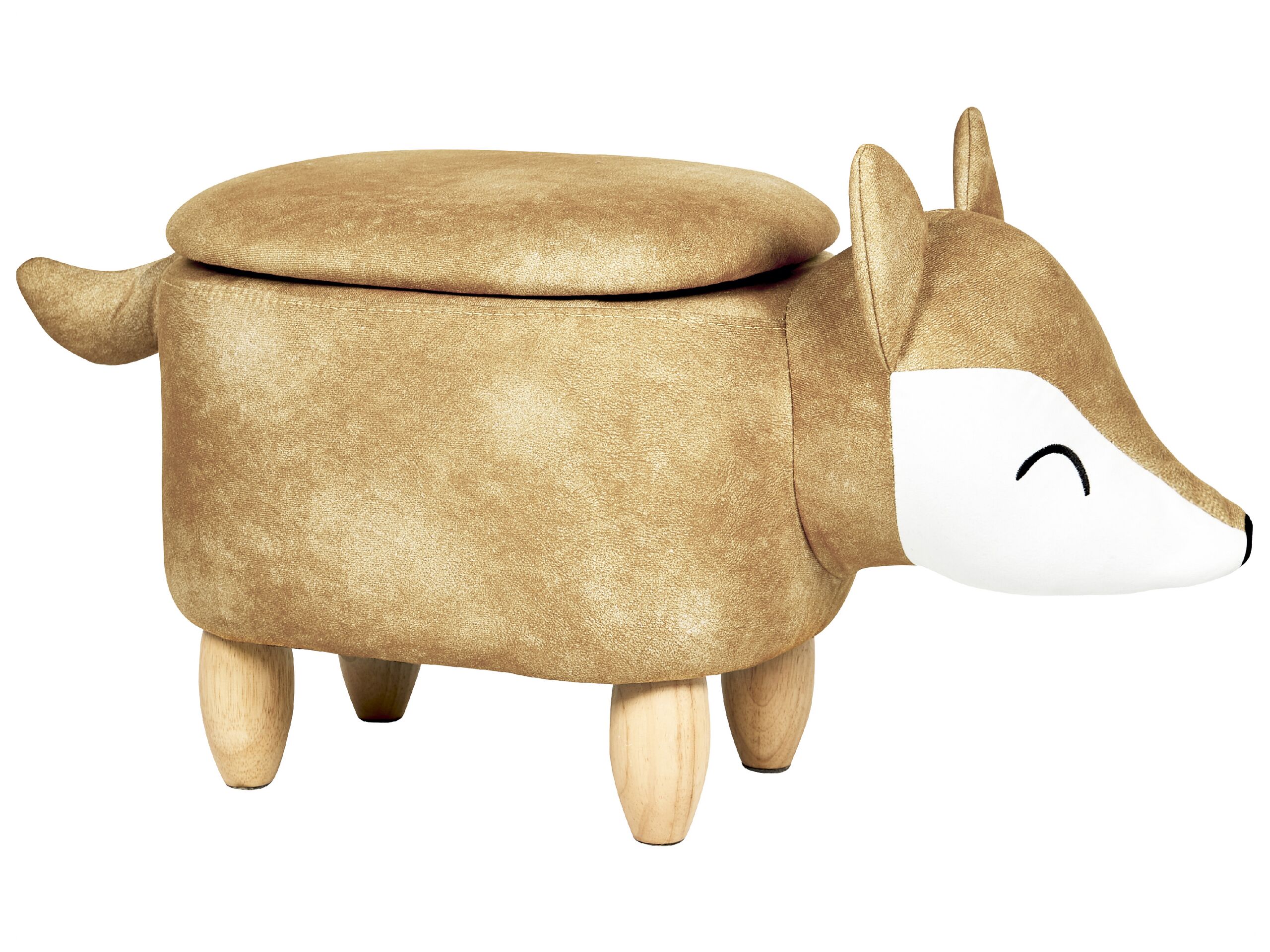 Velvet Storage Animal Stool Orange FOX - Gemini Interiors