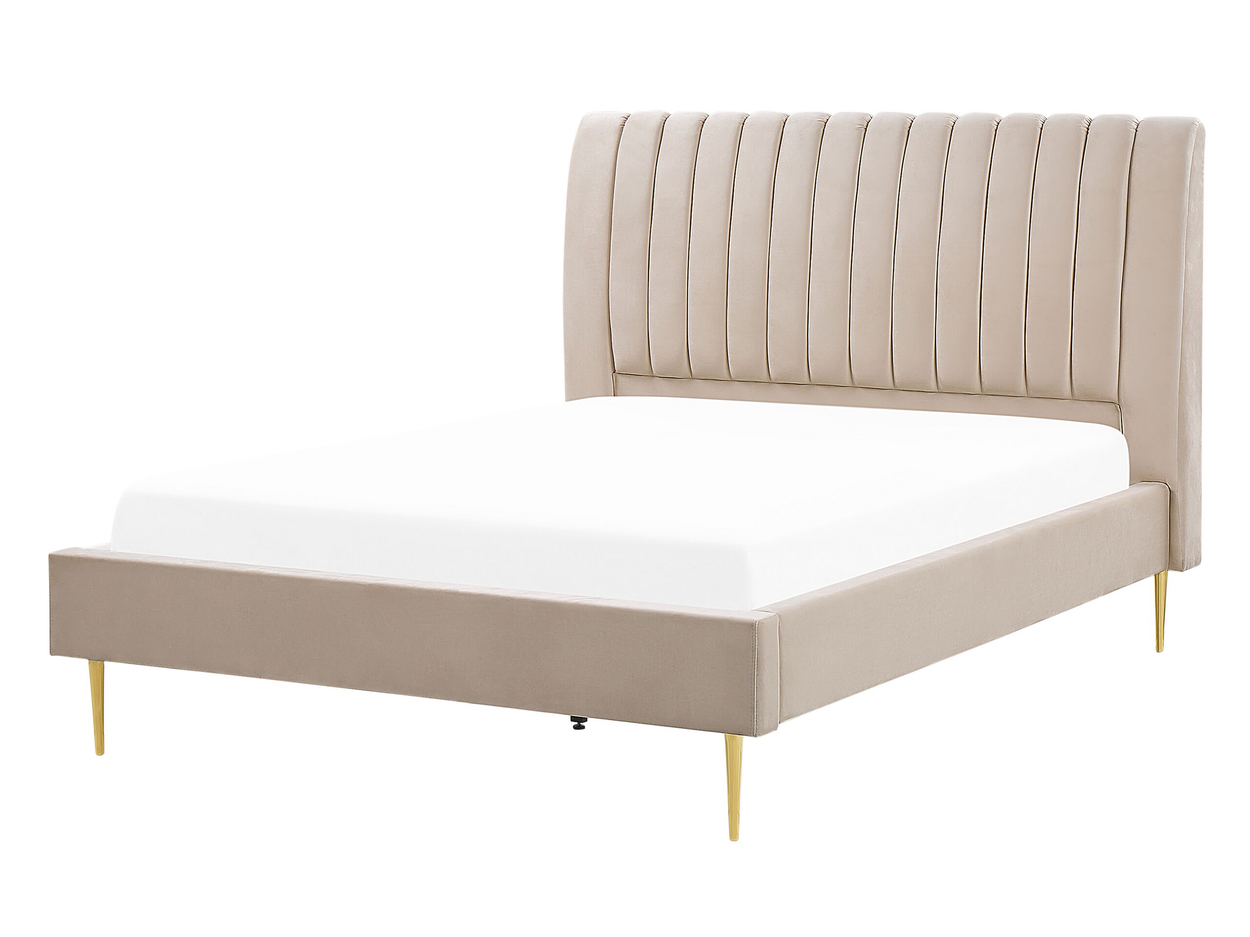 Velvet EU Double Size Bed Beige MARVILLE - Gemini Interiors