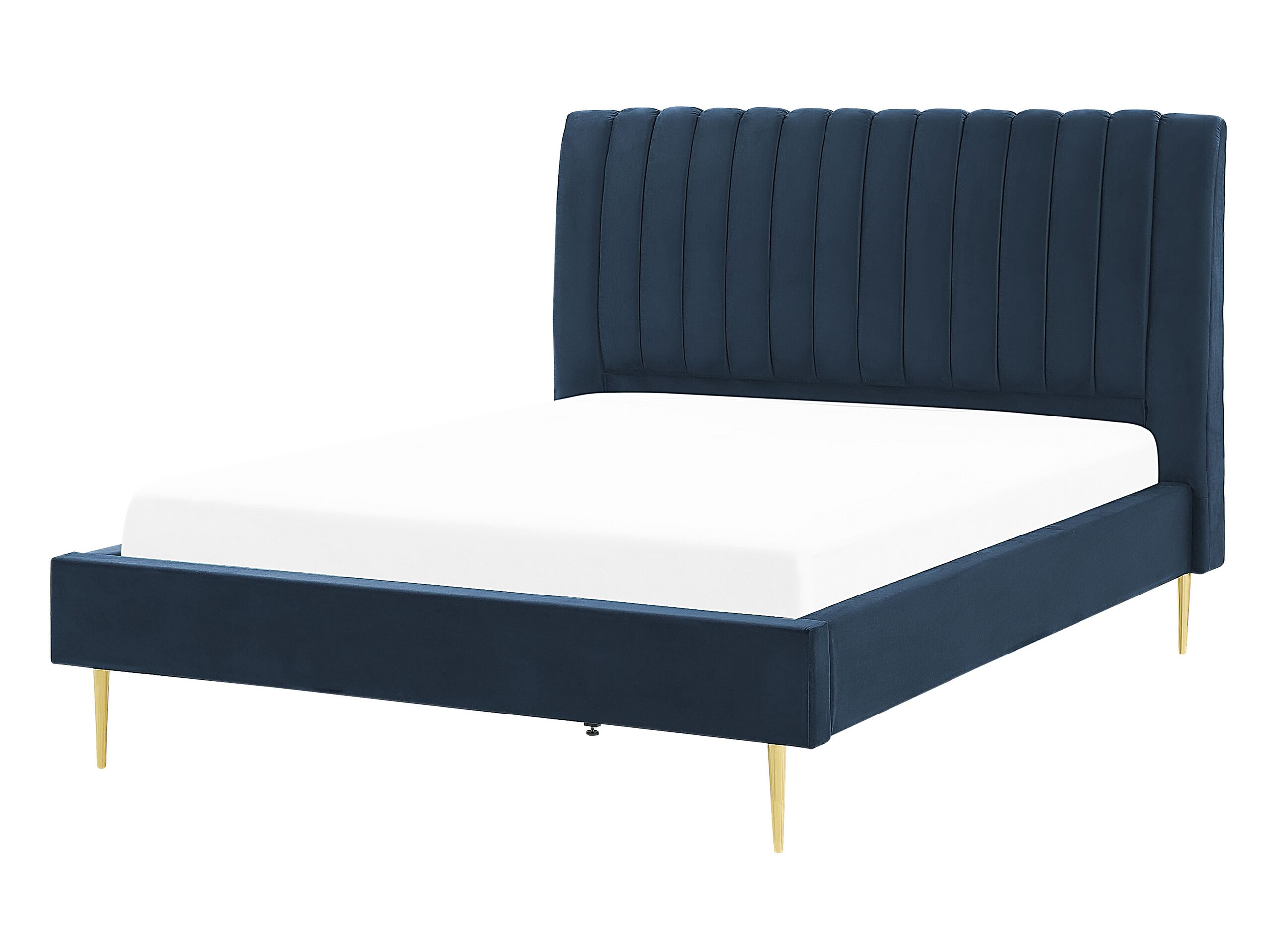 Velvet EU Double Size Bed Blue MARVILLE - Gemini Interiors