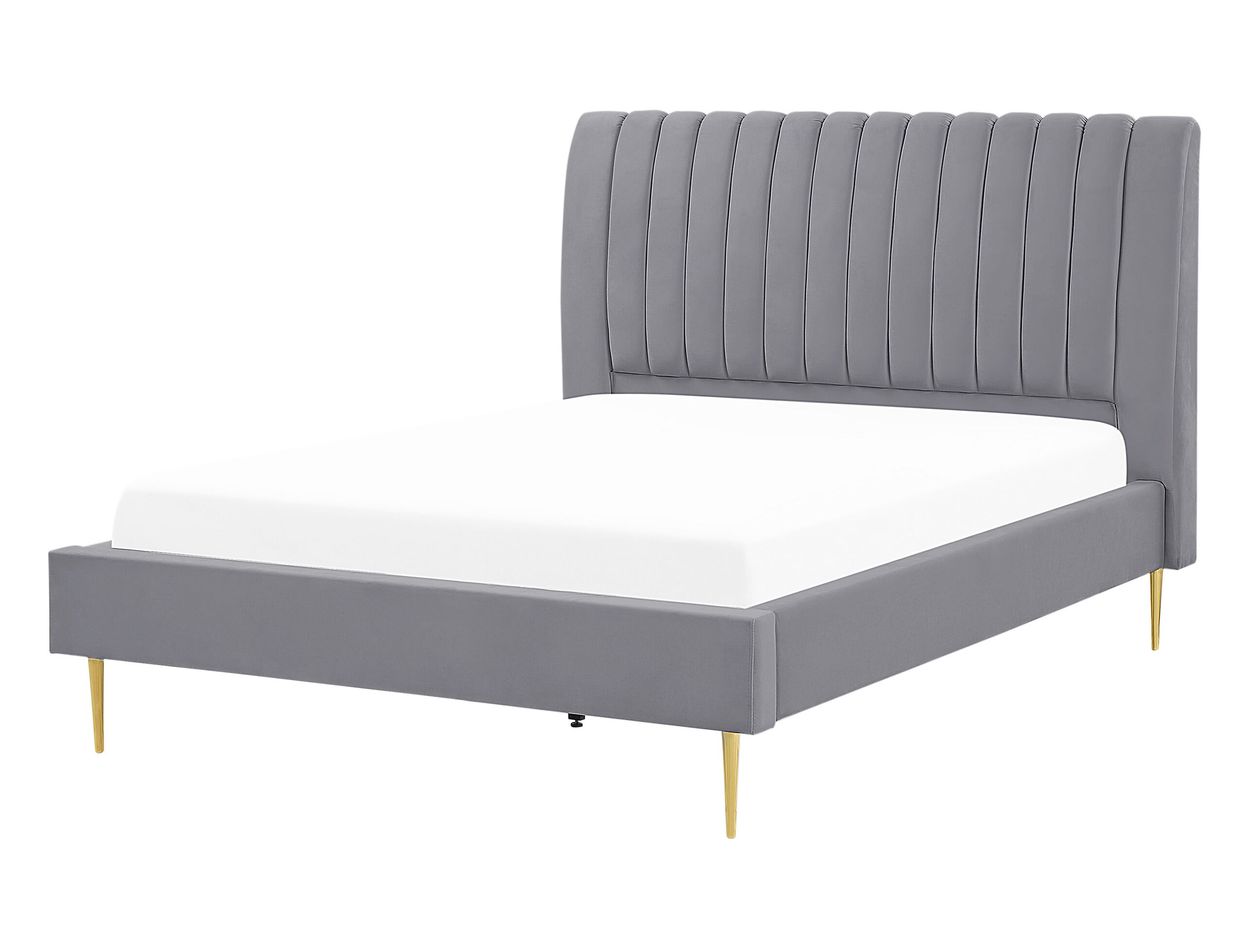 Velvet EU Double Size Bed Grey MARVILLE - Gemini Interiors