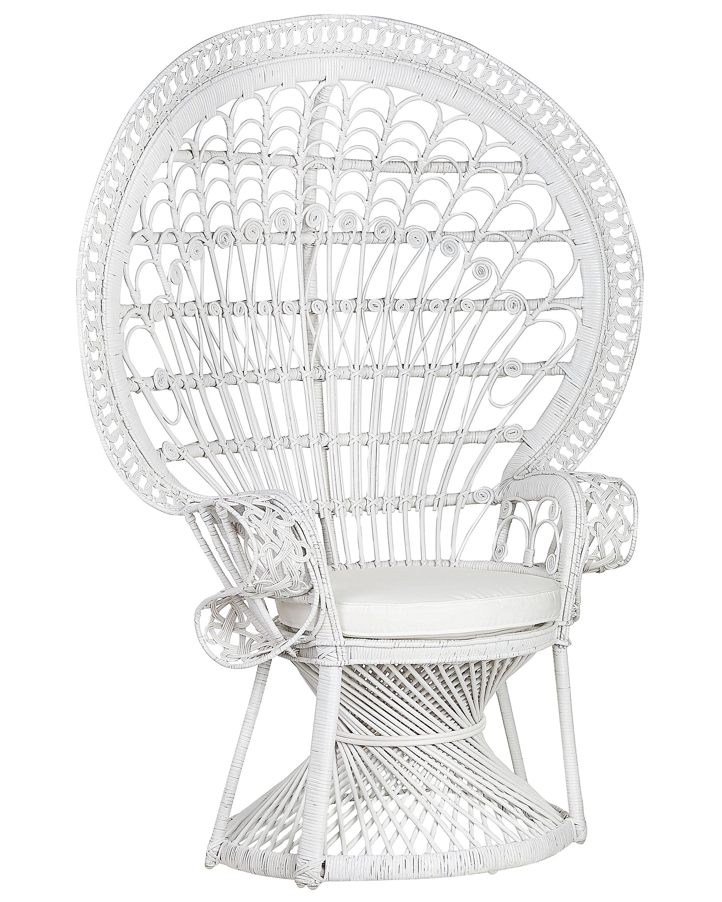 Rattan Peacock Chair White EMMANUELLE - Gemini Interiors
