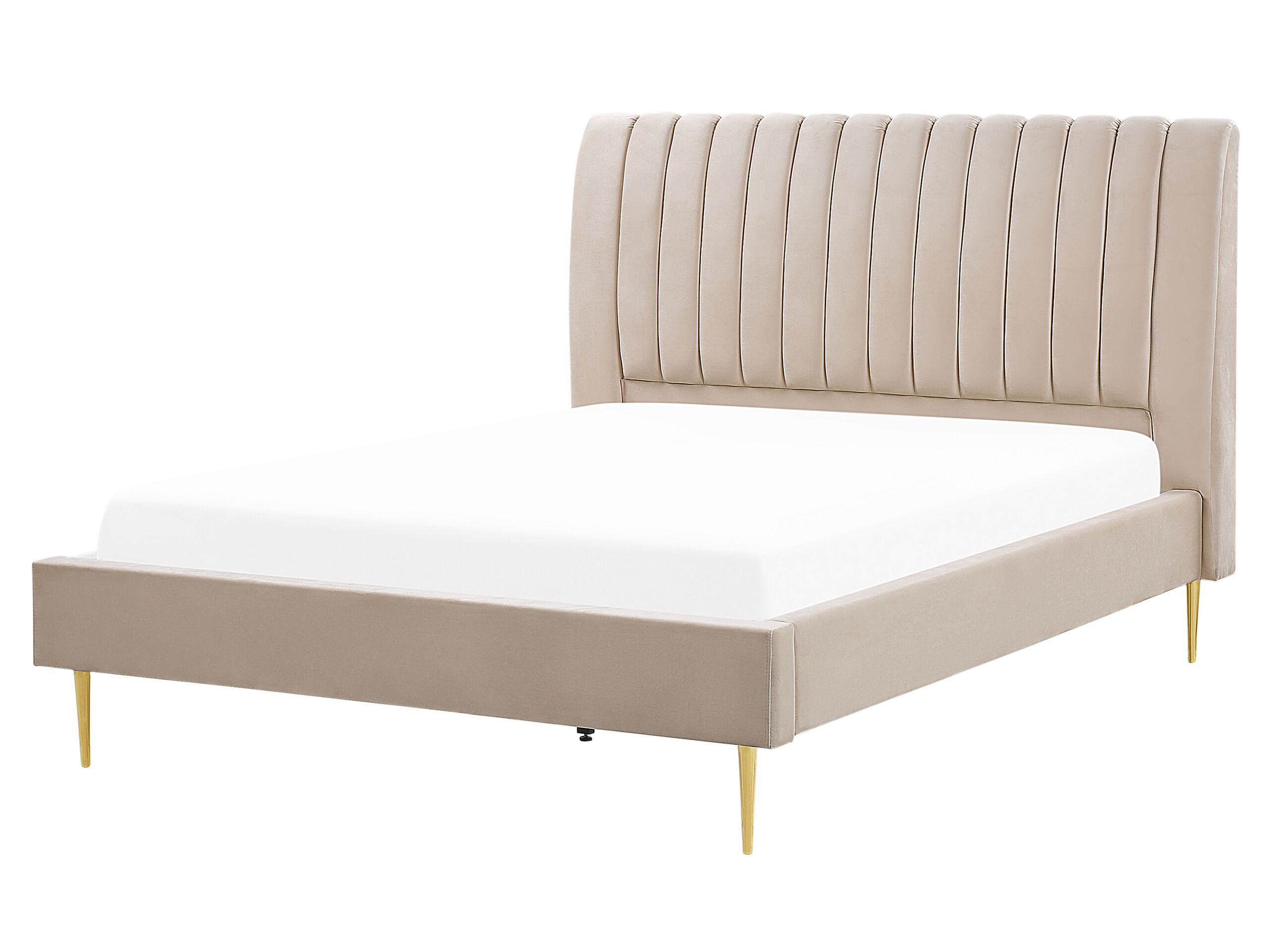 Velvet EU King Size Bed Beige MARVILLE - Gemini Interiors