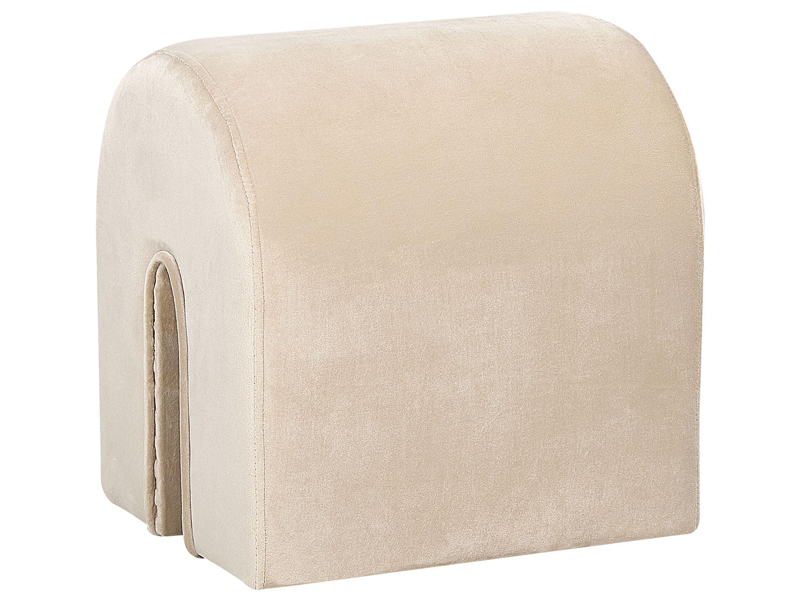 Velvet Curved Pouffe Beige MODOC - Gemini Interiors
