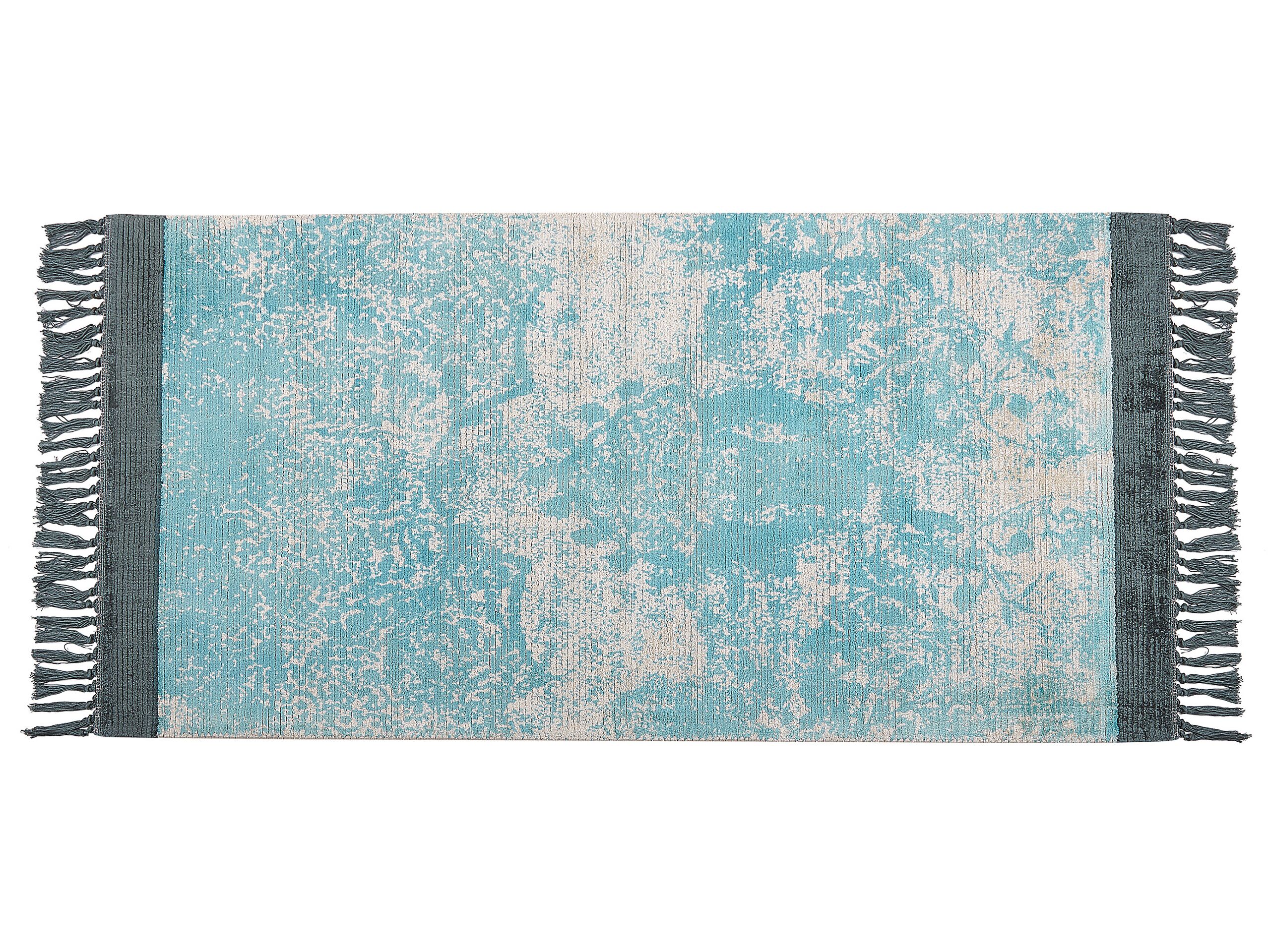 Viscose Area Rug 80x150cm Blue and Beige - Gemini Interiors