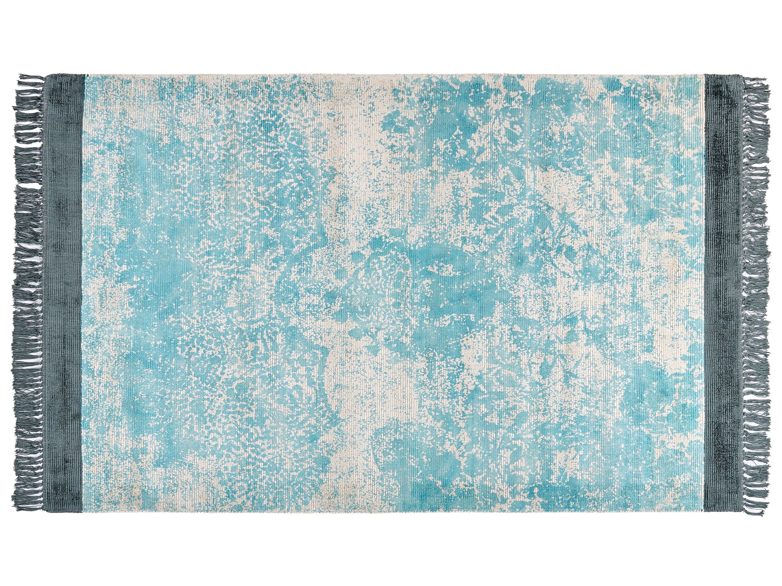 Viscose Area Rug 140x200cm Blue and Beige - Gemini Interiors