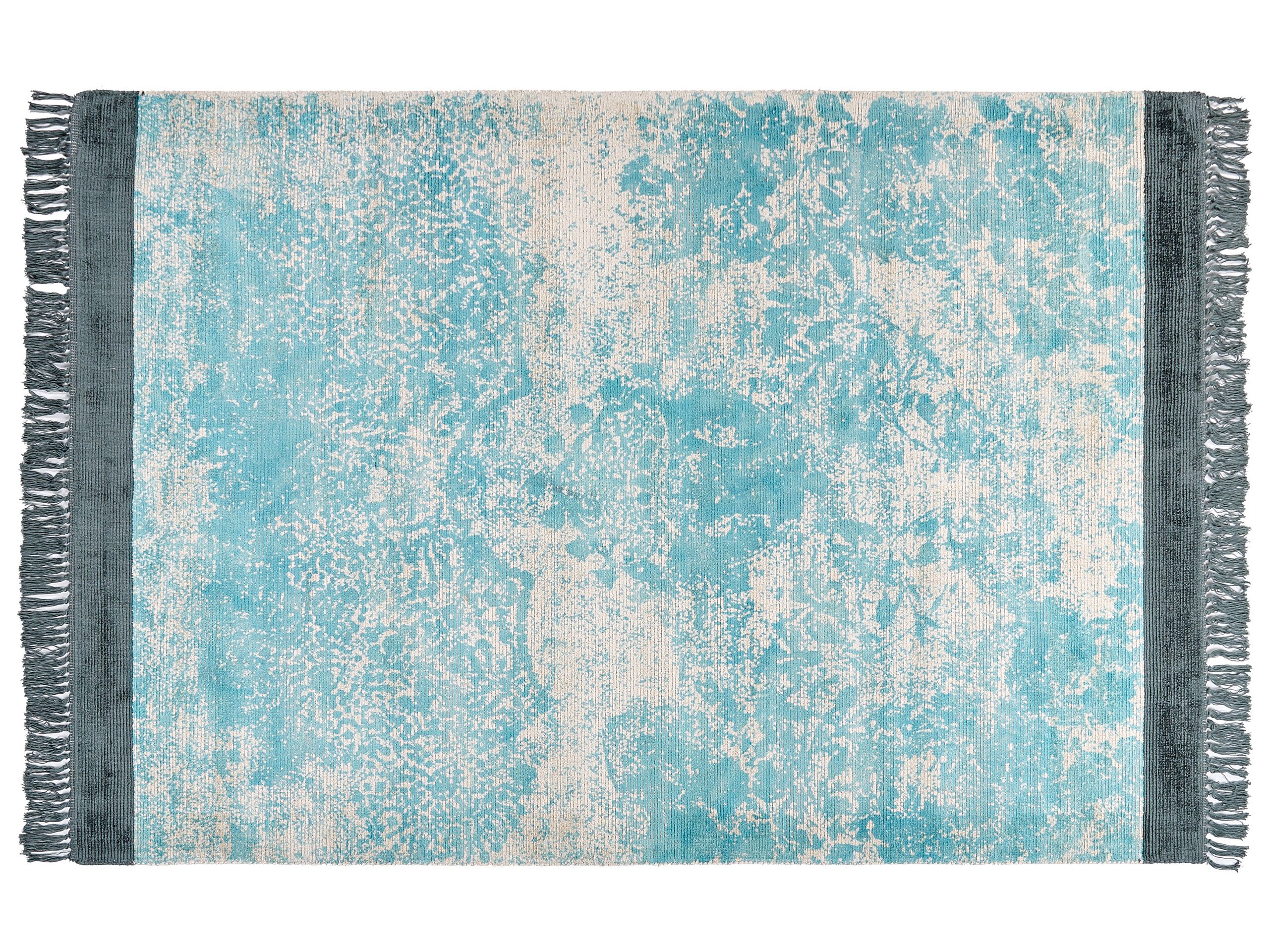 Viscose Area Rug 160x230cm Blue and Beige - Gemini Interiors