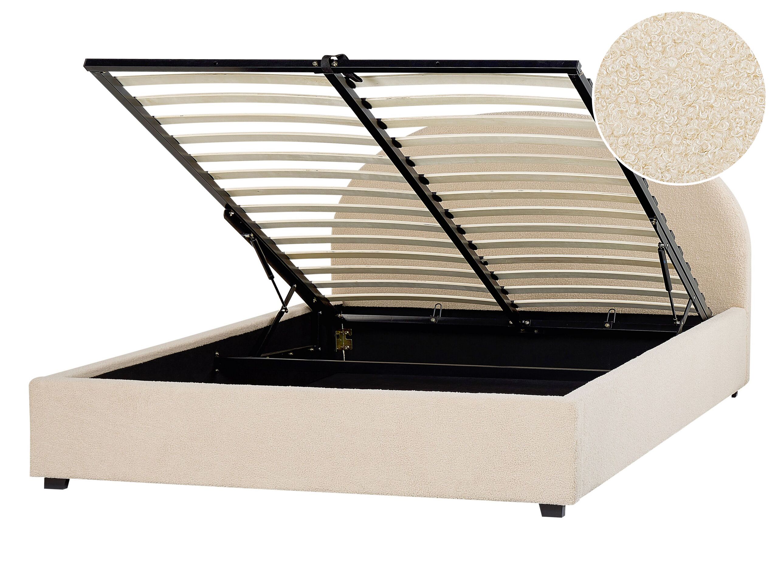 Boucle EU Double Size Ottoman Bed Beige VAUCLUSE - Gemini Interiors