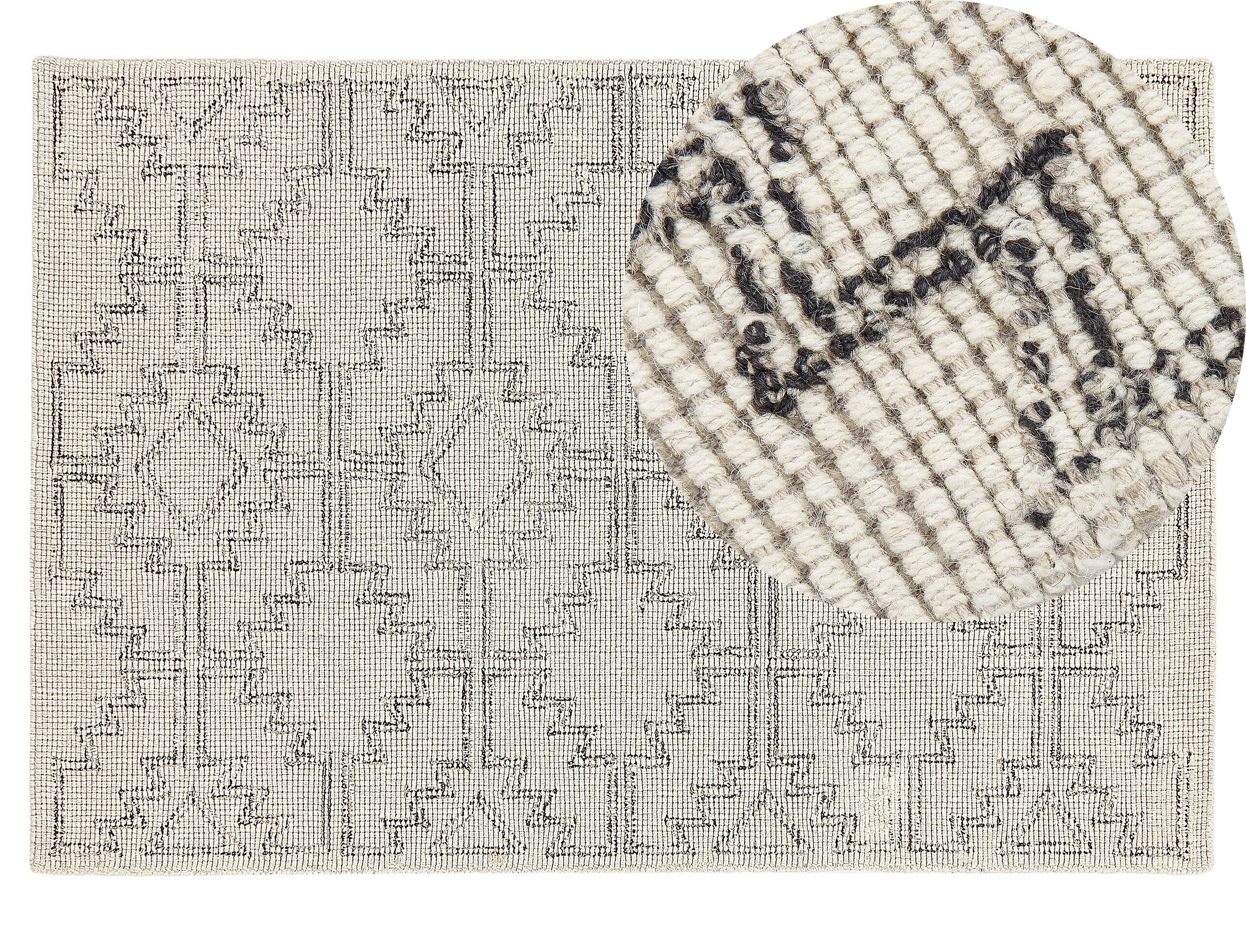 Wool Area Rug 140x200cm Beige and Black - Gemini Interiors