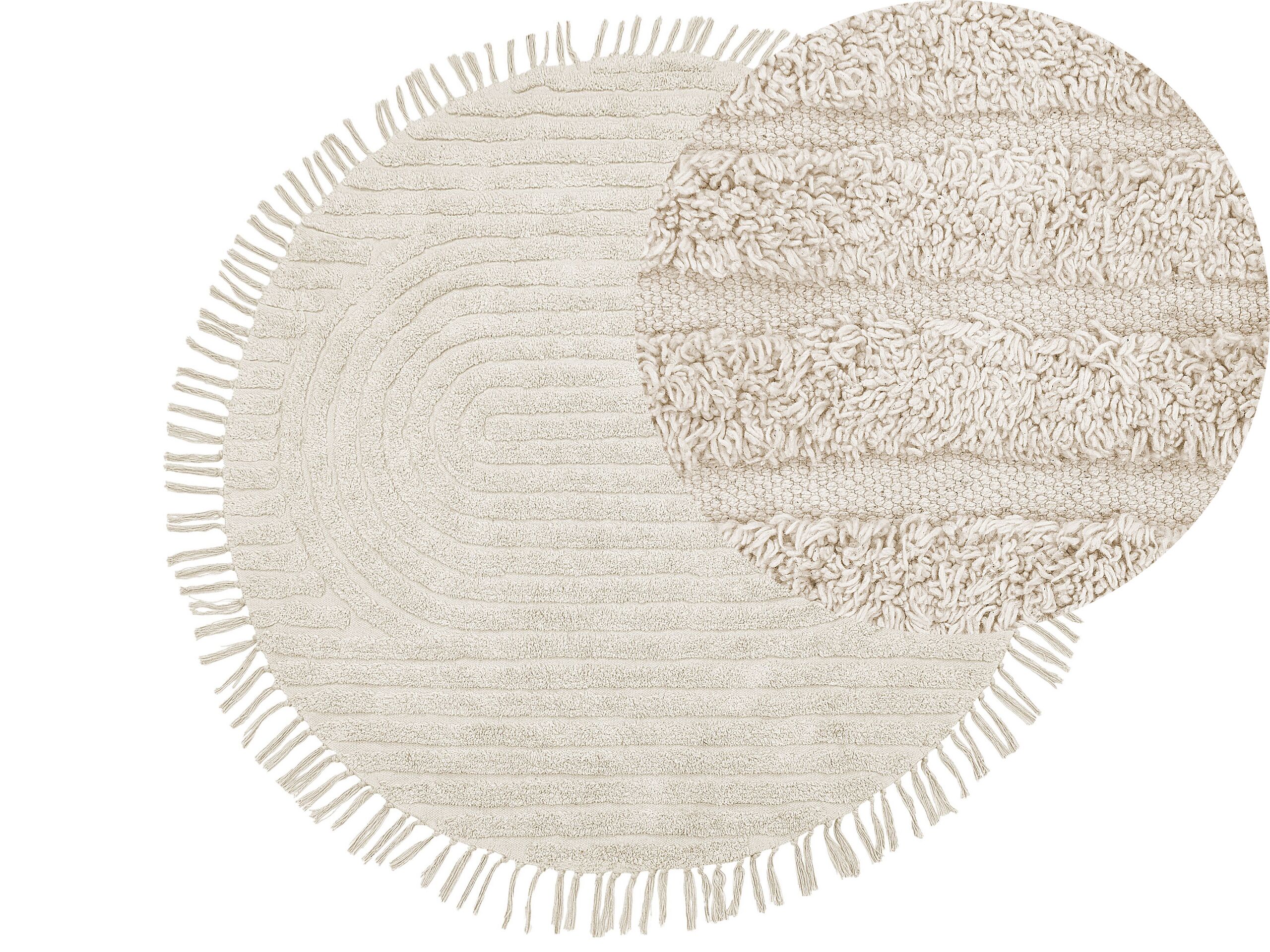 Round Cotton Area Rug 140cm Beige - Gemini Interiors