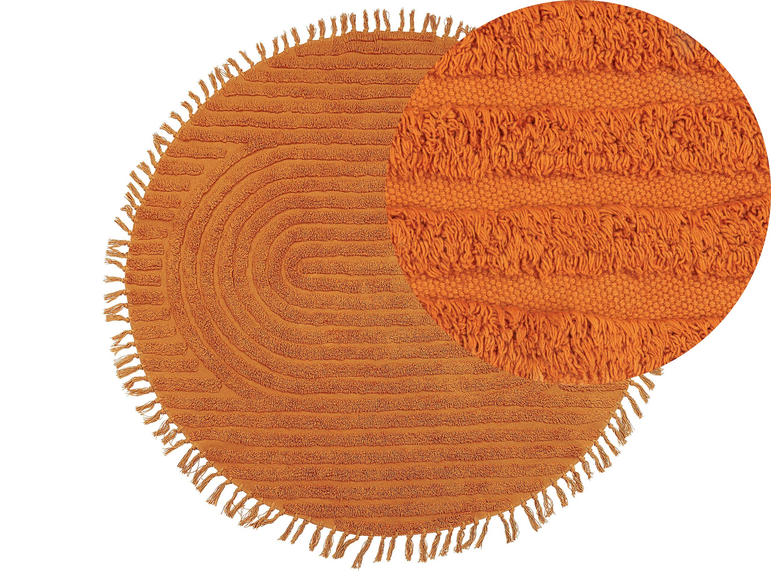 Round Cotton Area Rug 140cm Orange - Gemini Interiors