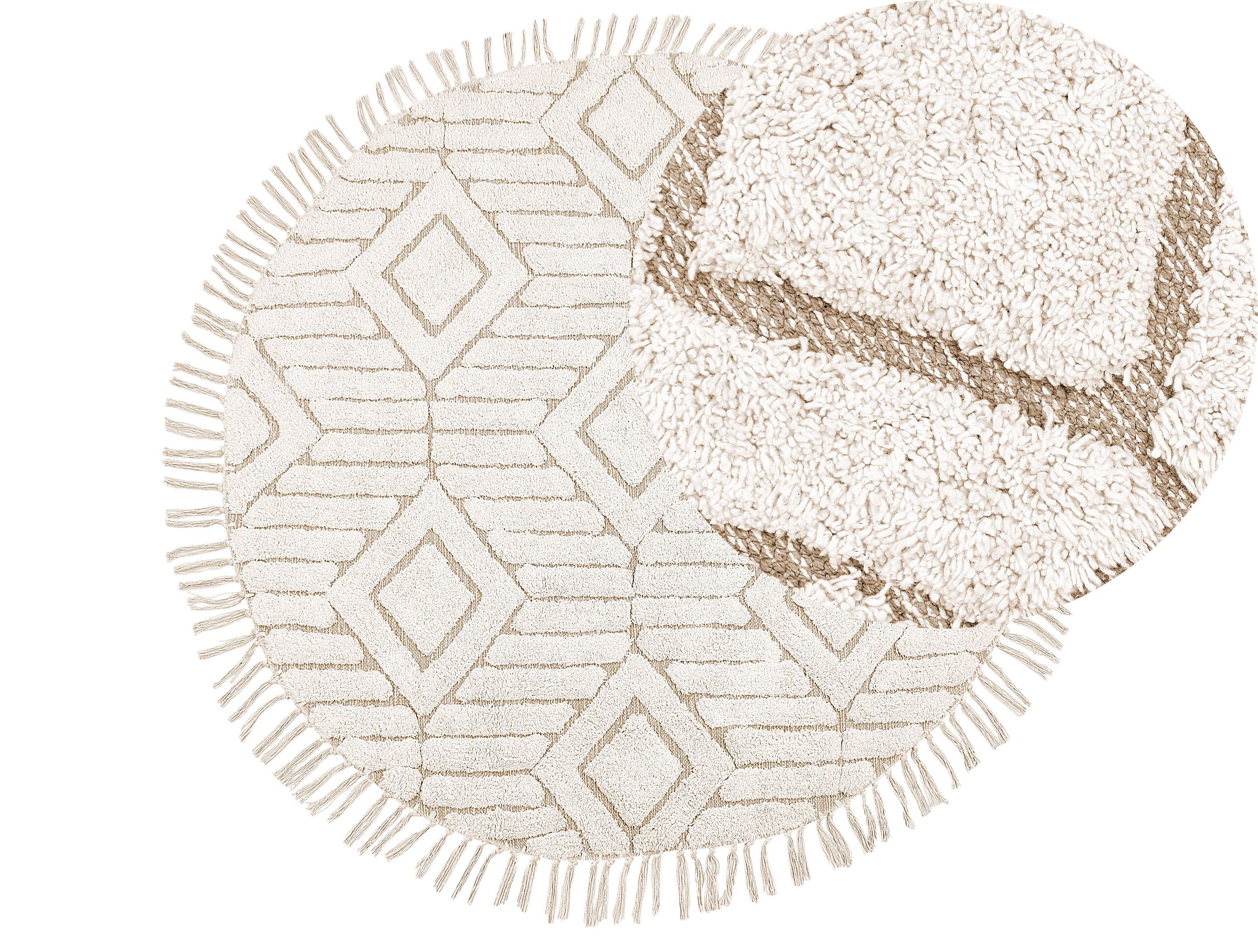 Round Cotton Area Rug 140cm Beige - Gemini Interiors