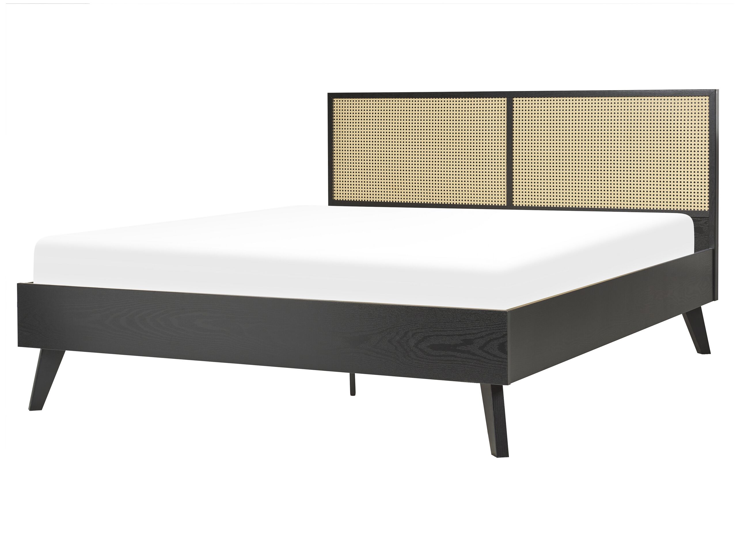 Rattan EU King Size Bed Black MONPAZIER - Gemini Interiors