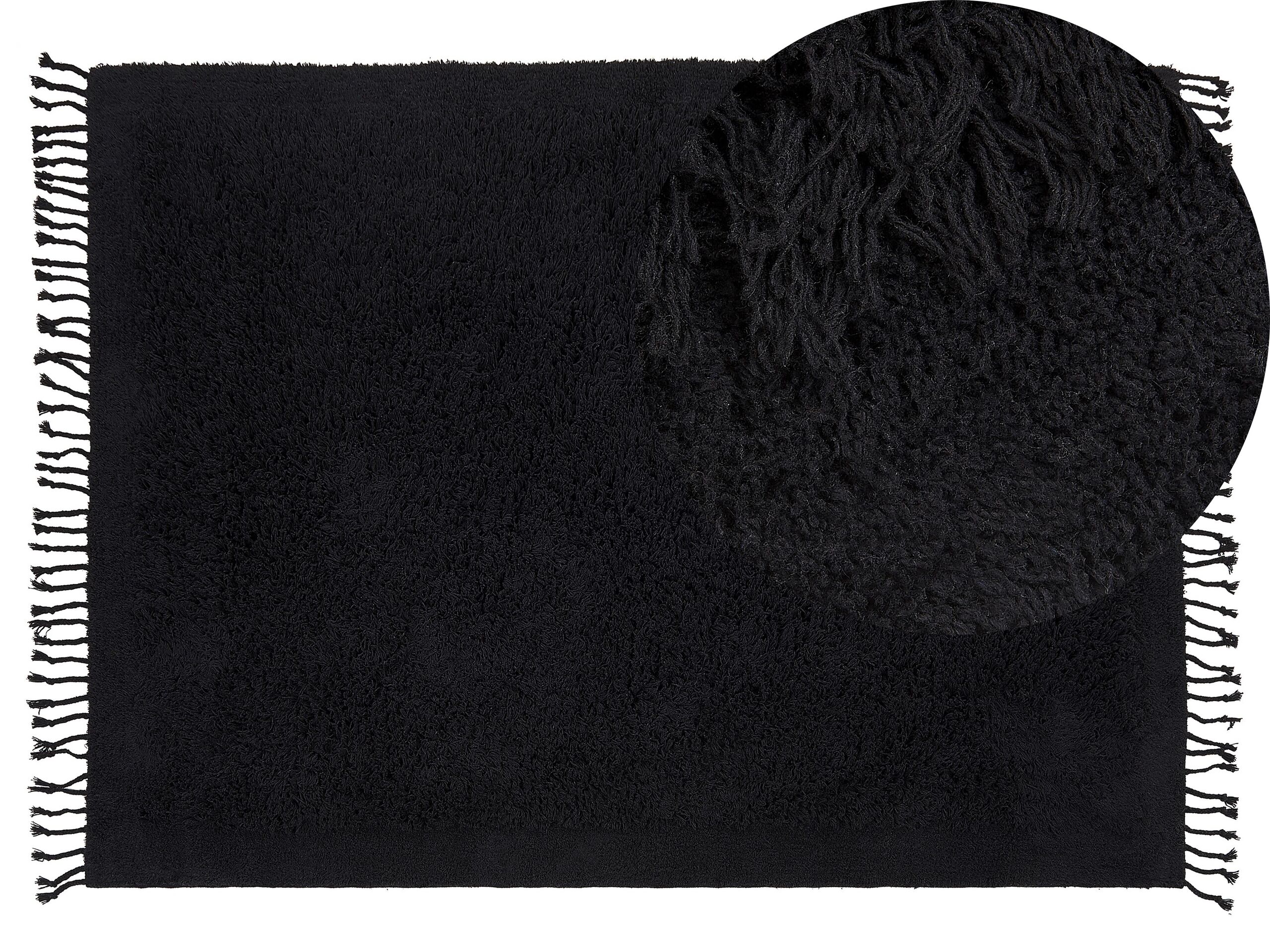 Cotton Shaggy Area Rug 140x200cm Black - Gemini Interiors