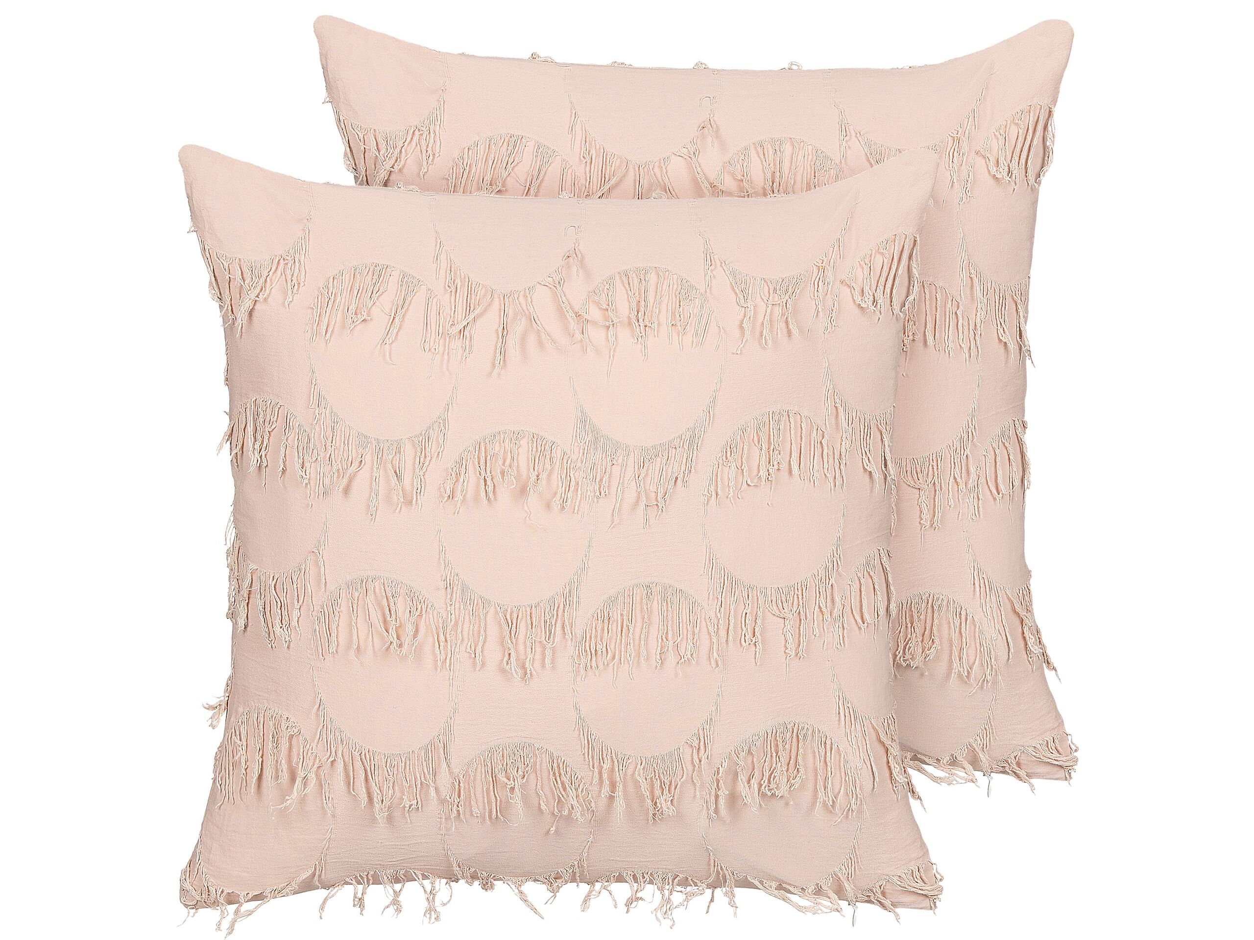 Set of 2 Cushions with Tassels 45x45cm Pink - Gemini Interiors