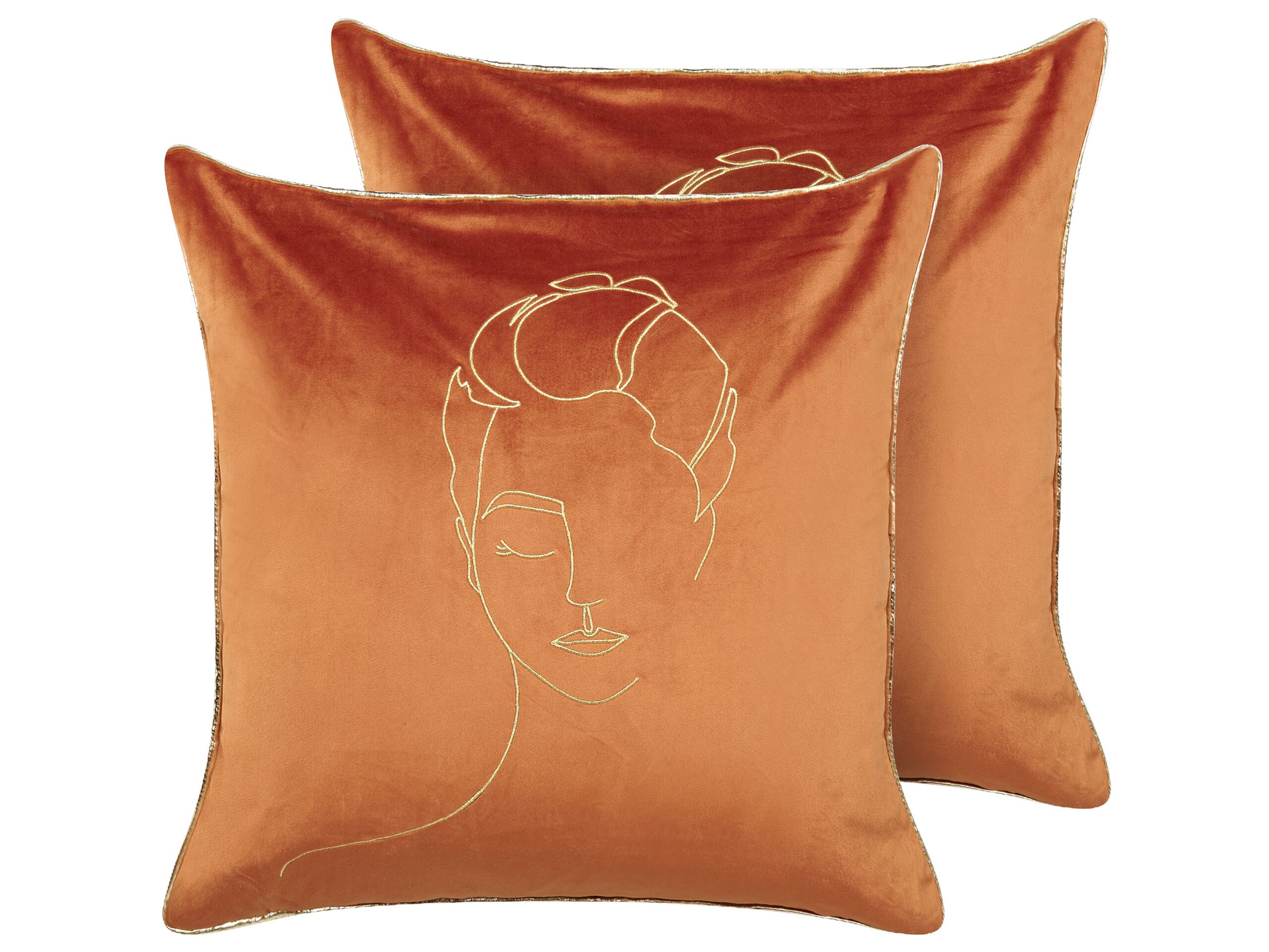 Set of 2 Velvet Cushions 45x45cm Orange - Gemini Interiors