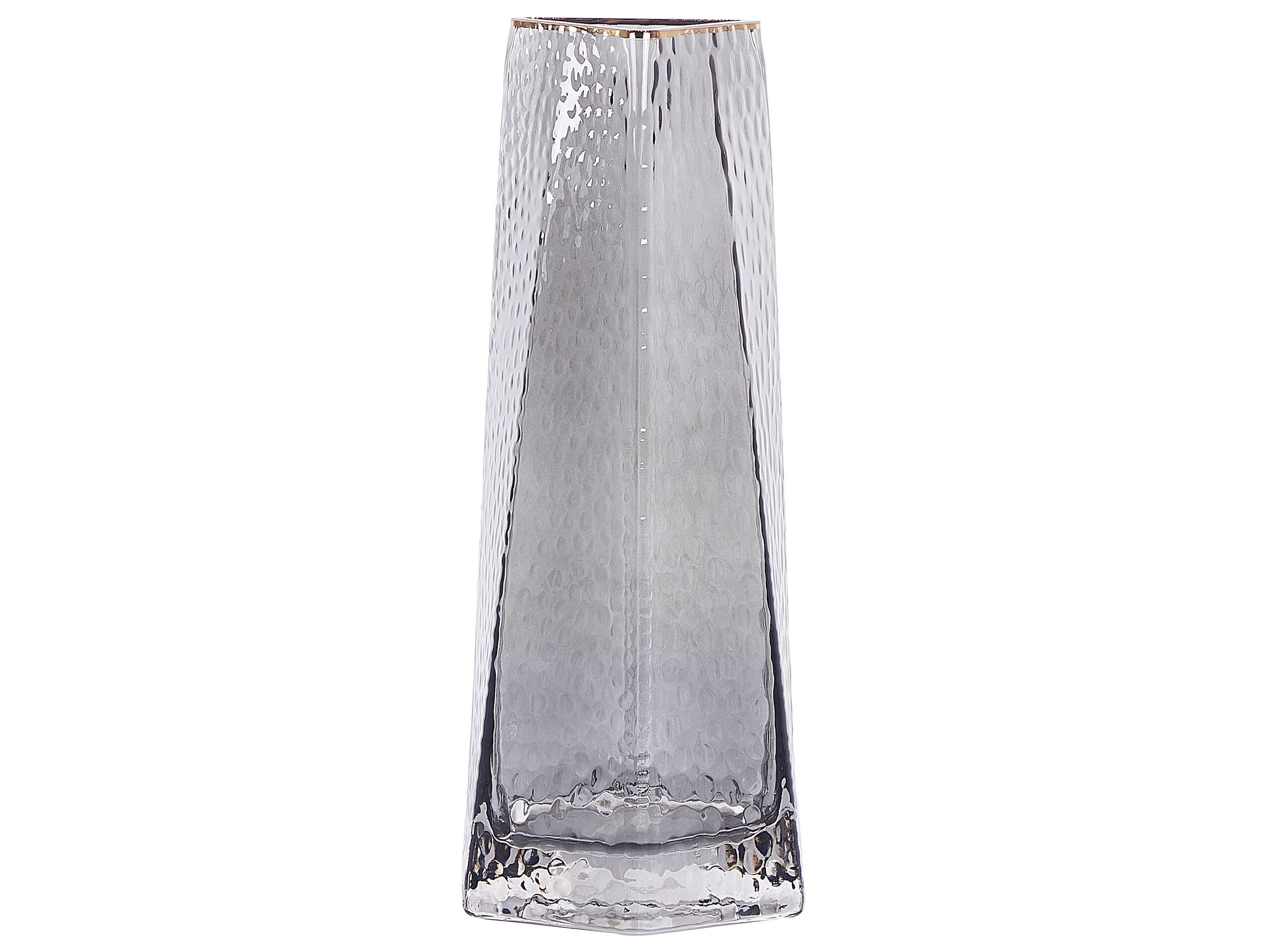 Glass Flower Vase 27 Grey Gold LILAIA - Gemini Interiors