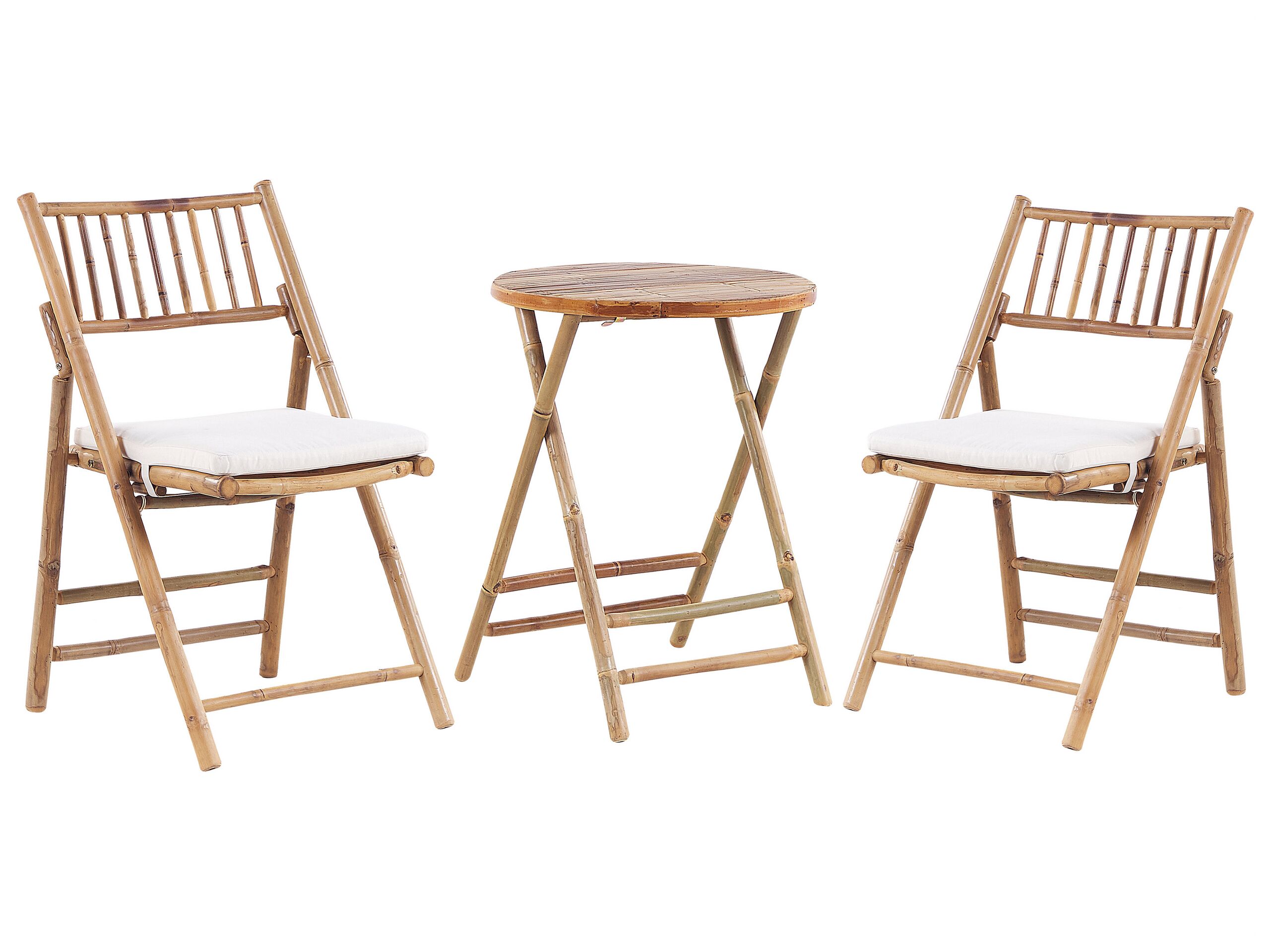 Bamboo Bistro Set Light Wood and Off-White SAVALLETRI - Gemini Interiors