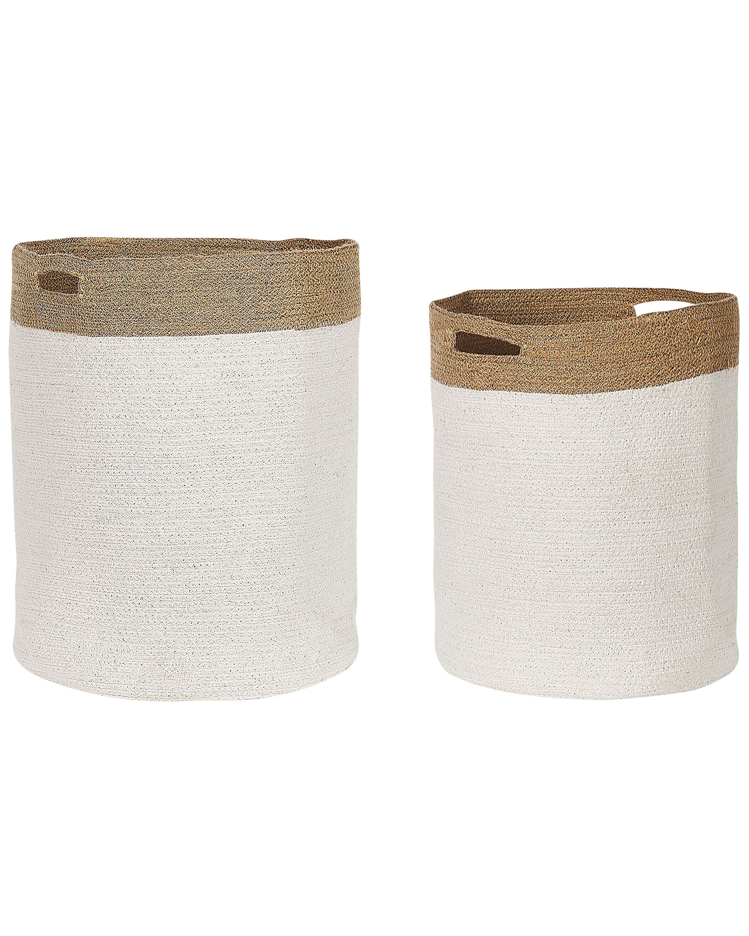 Set of 2 Cotton Baskets White and Beige - Gemini Interiors