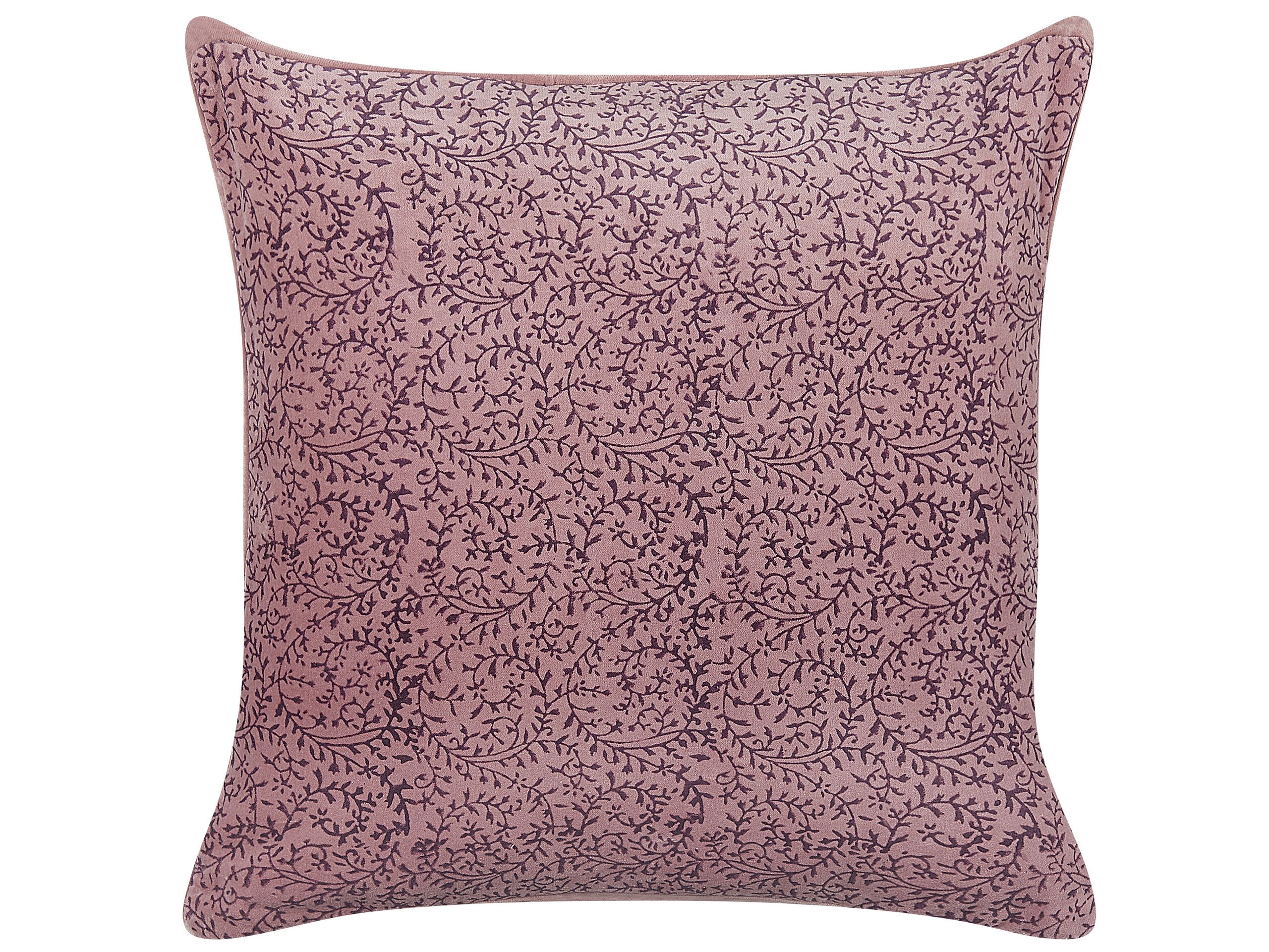 Velvet Cushion Floral Motif 45x45cm Pink - Gemini Interiors