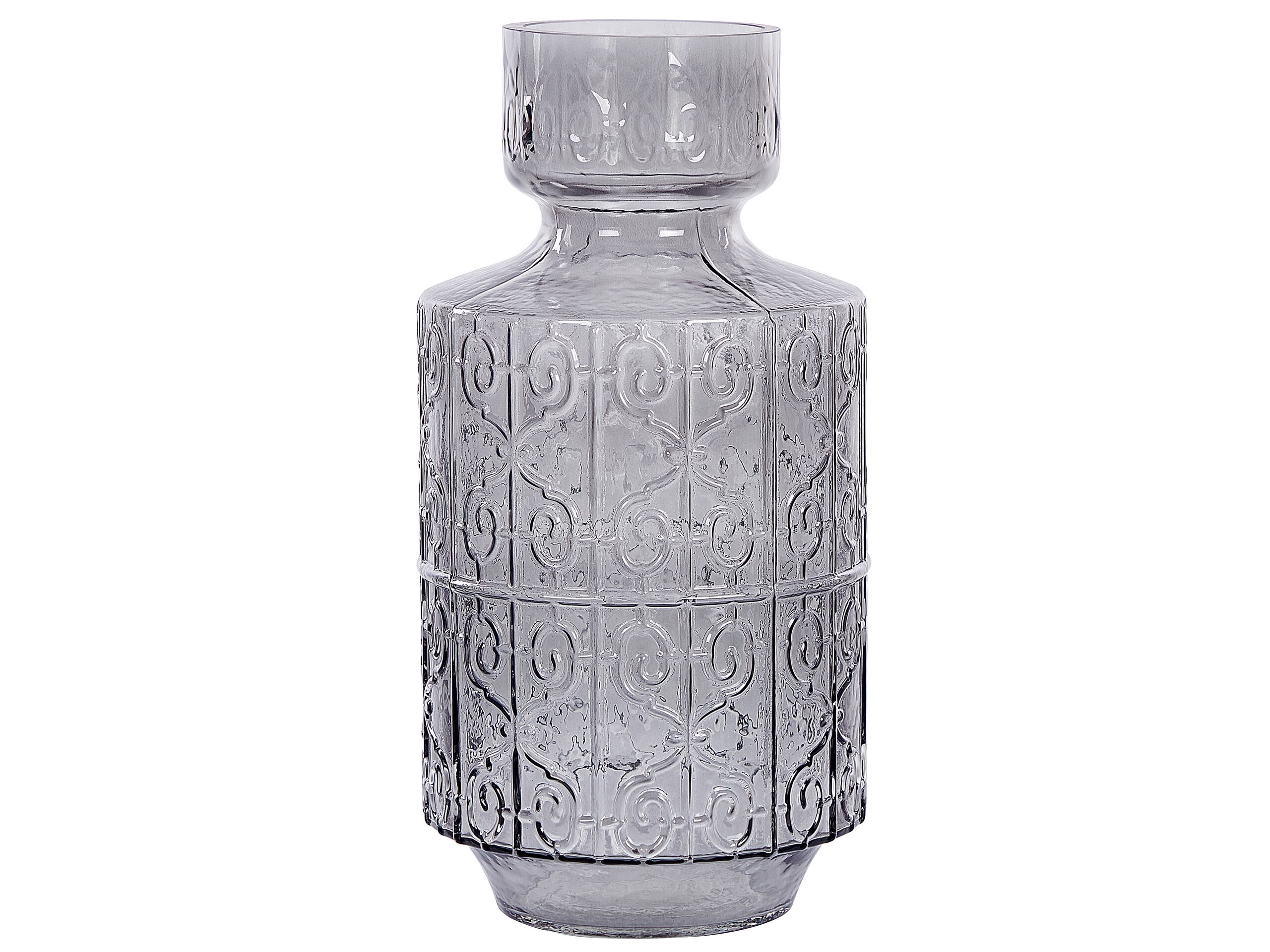Glass Flower Vase 33 Grey DIKELLA - Gemini Interiors