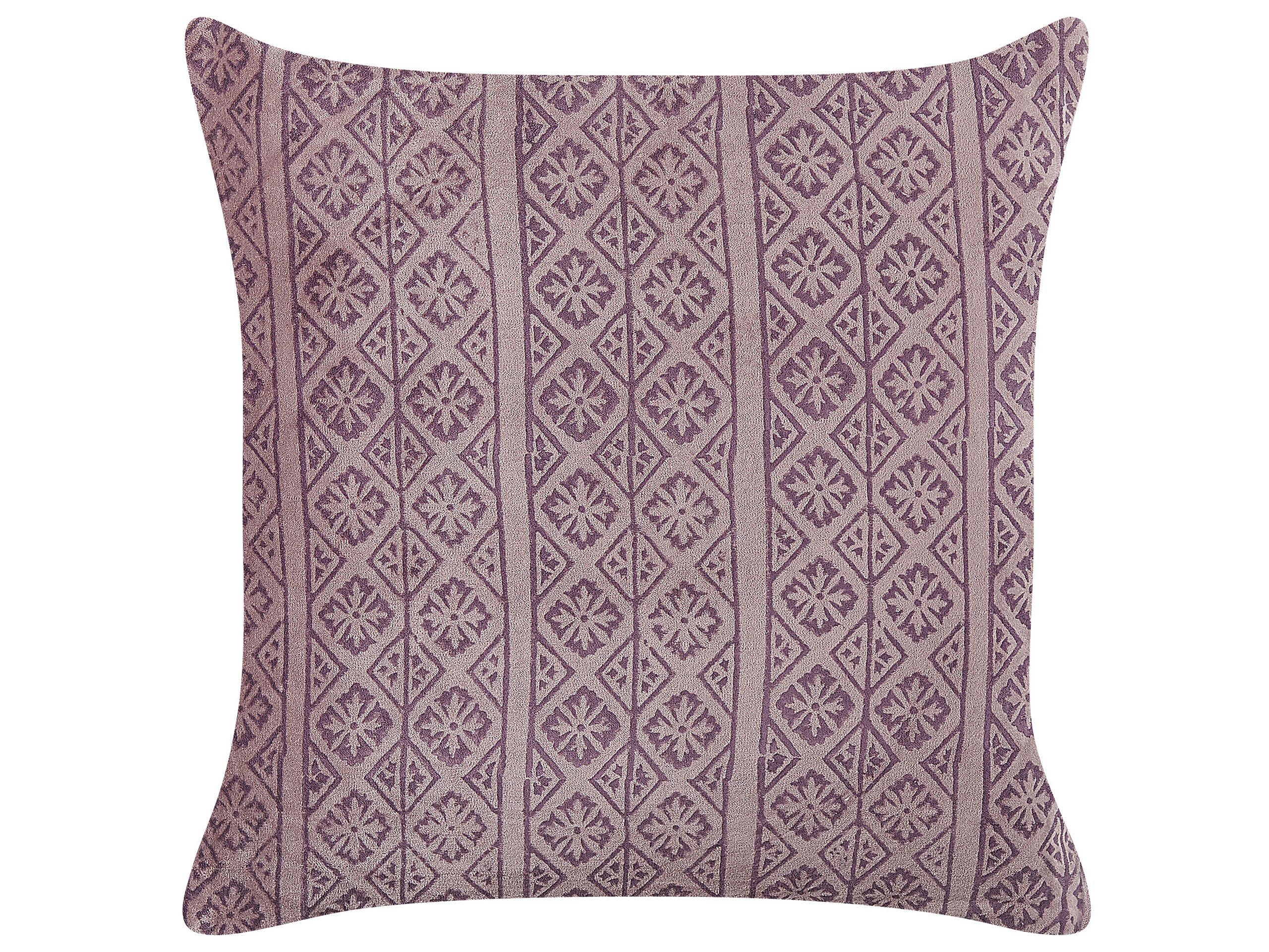 Velvet Cushion Geometric Pattern 45x45cm Pink - Gemini Interiors