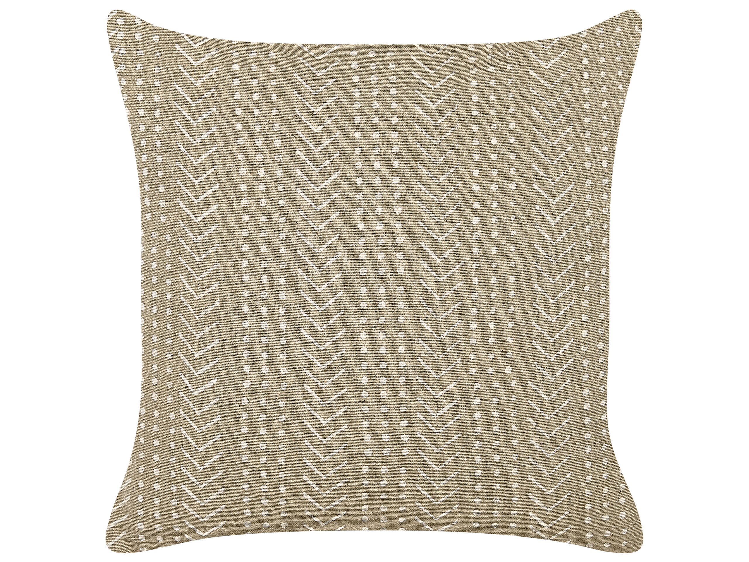 Cotton Cushion Geometric Pattern 45x45cm Taupe - Gemini Interiors