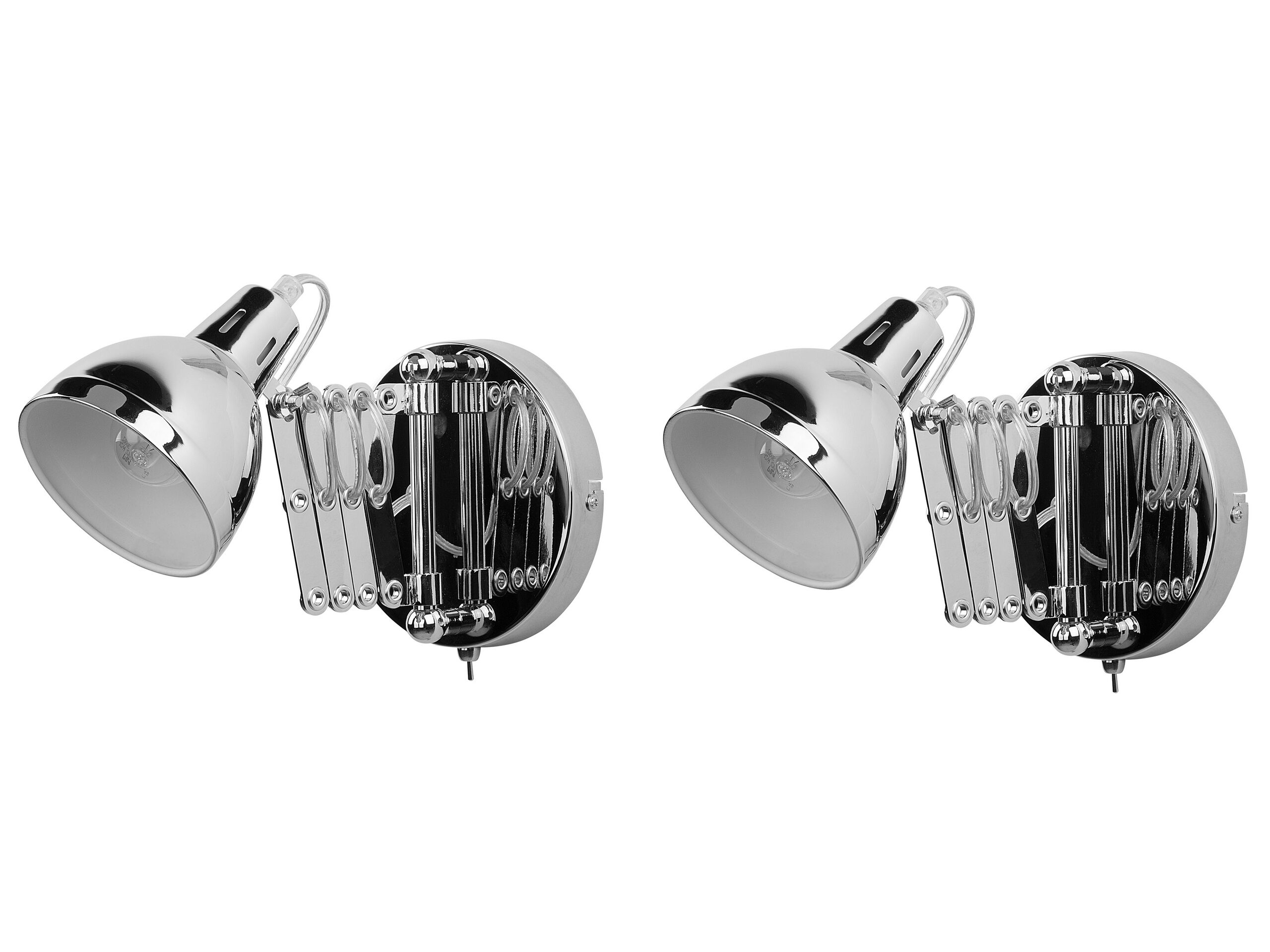 Set of 2 Metal Wall Lamps Silver HARRINGTON - Gemini Interiors