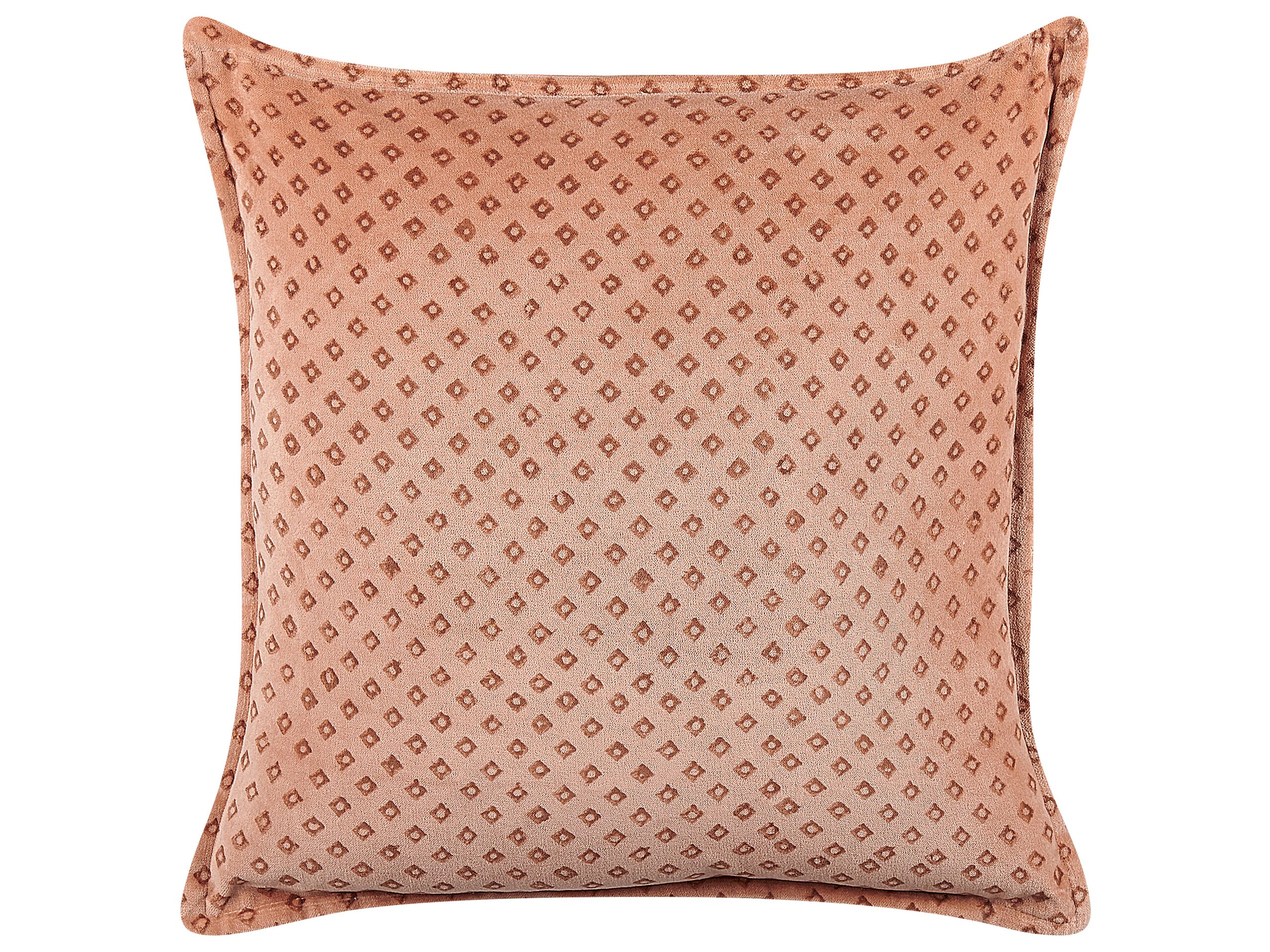 Velvet Cushion Diamond Pattern 45x45cm Pink - Gemini Interiors