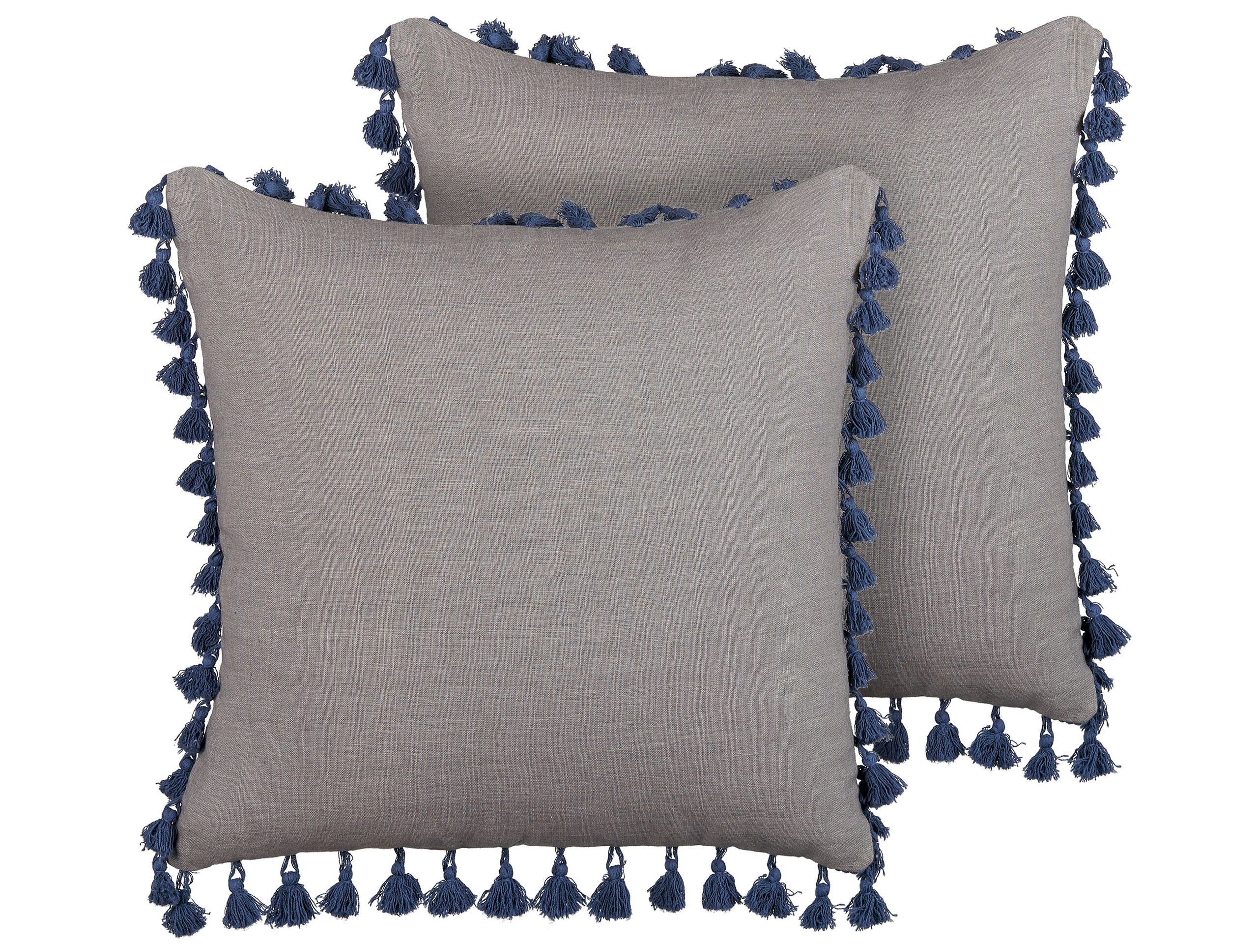 Set of 2 Cushions with Tassels 45x45cm Grey - Gemini Interiors