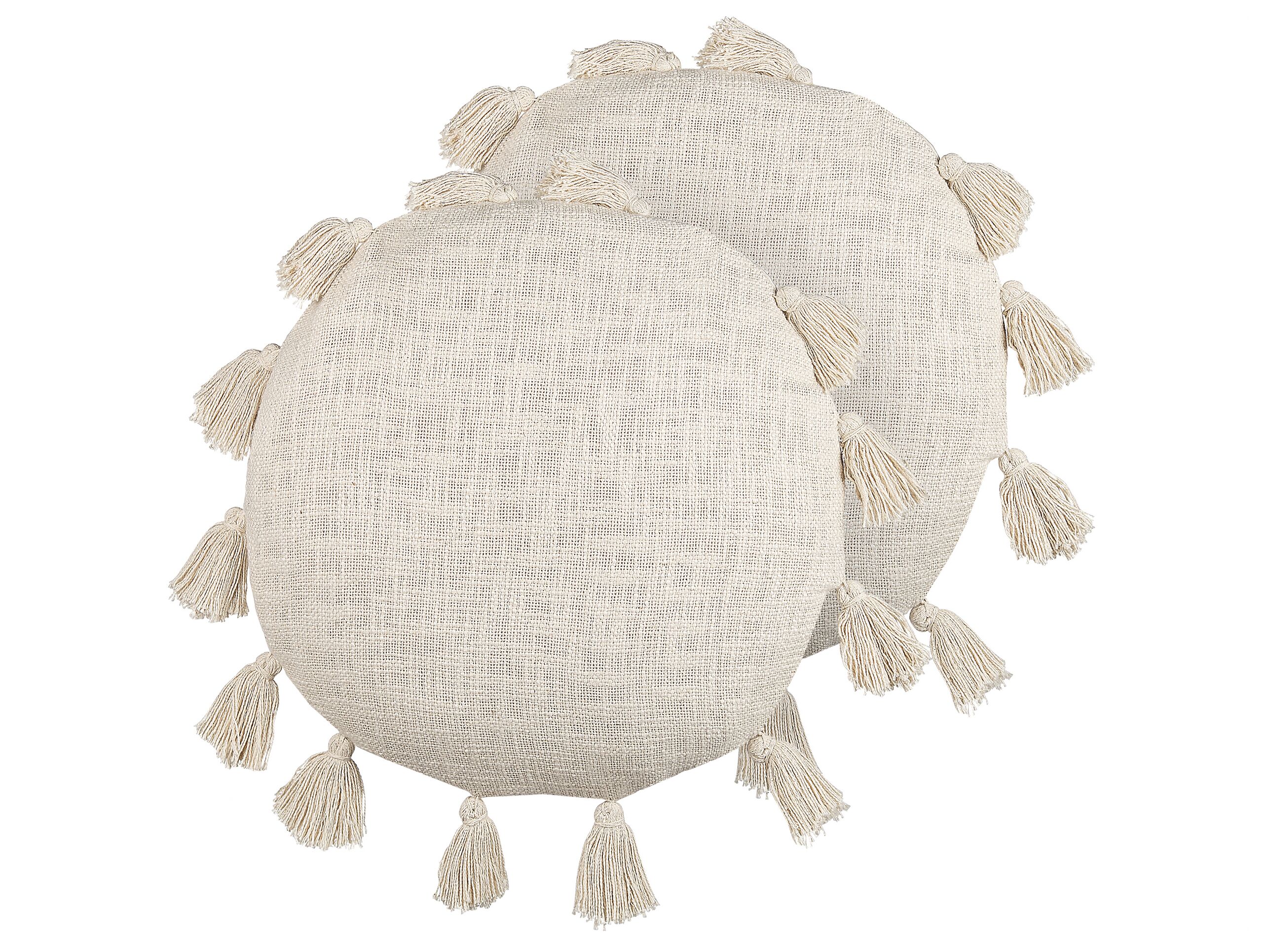 Set of 2 Cotton Cushions with Tassels 45cm Beige - Gemini Interiors