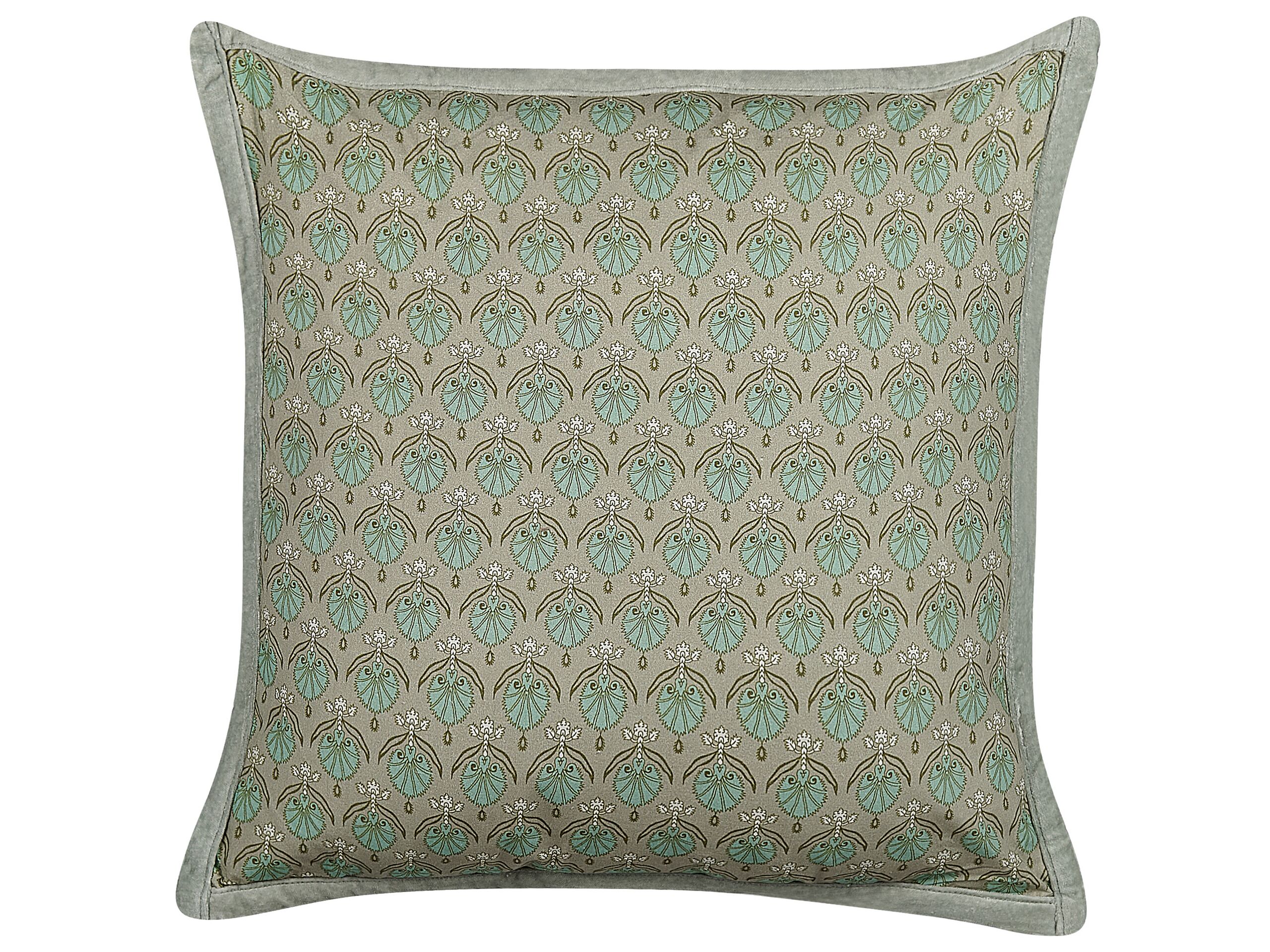 Cotton Cushion Leaf Pattern 45x45cm Green - Gemini Interiors