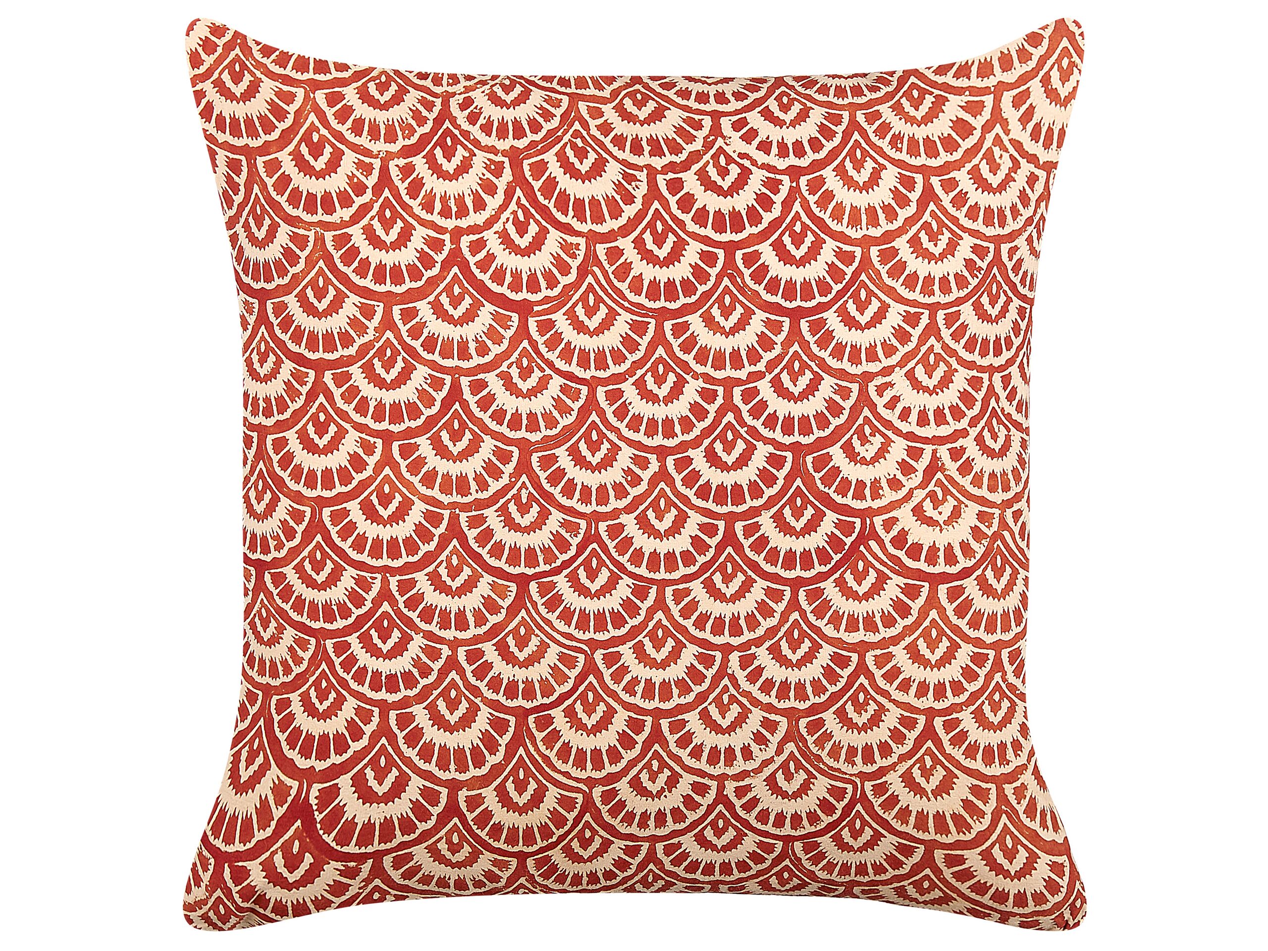 Cotton Cushion Geometric Pattern 45x45cm Red - Gemini Interiors