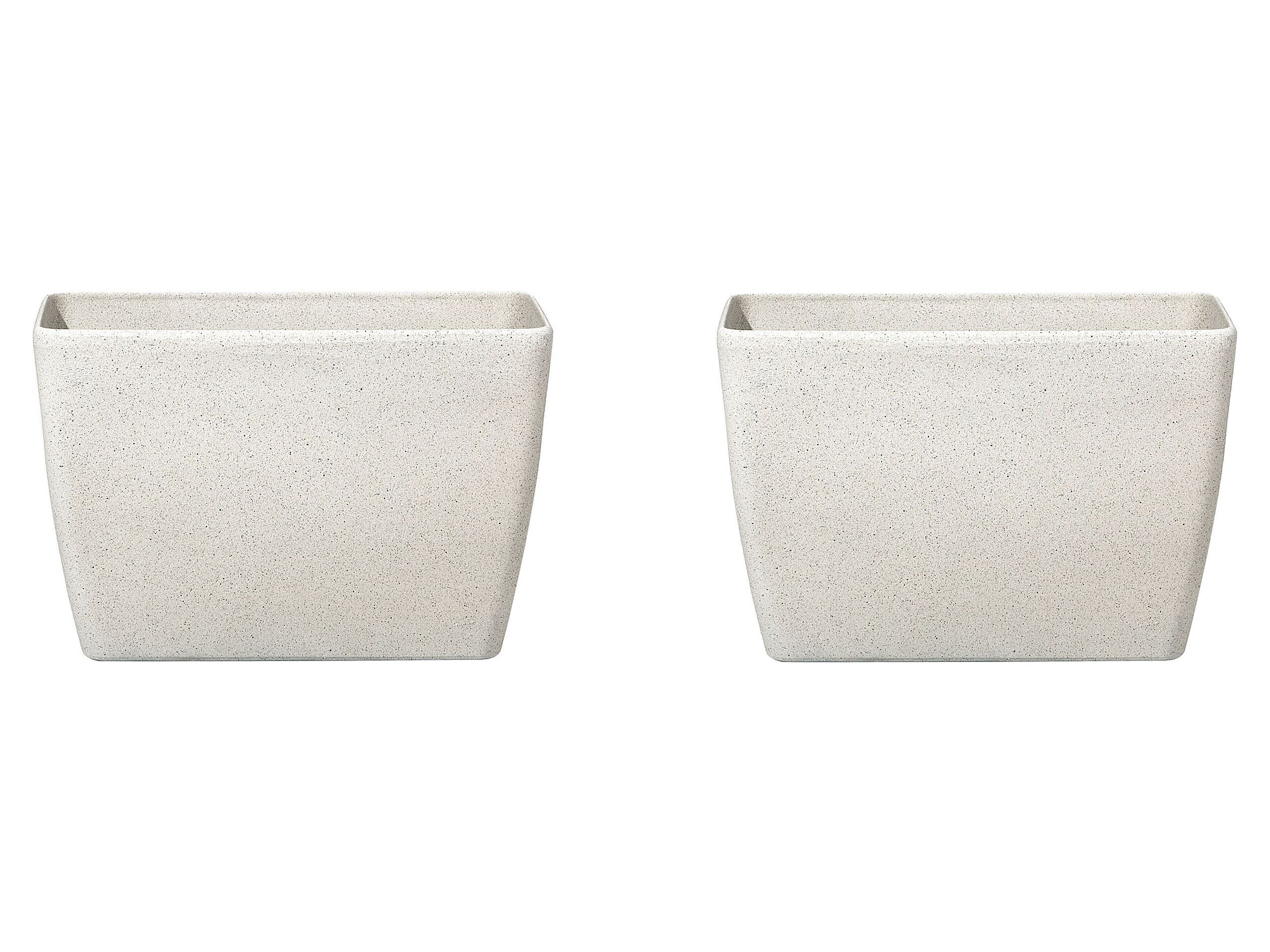 Set of 2 Flower Pot Stone Beige 60 x 27 x 41 cm BARIS - Gemini Interiors