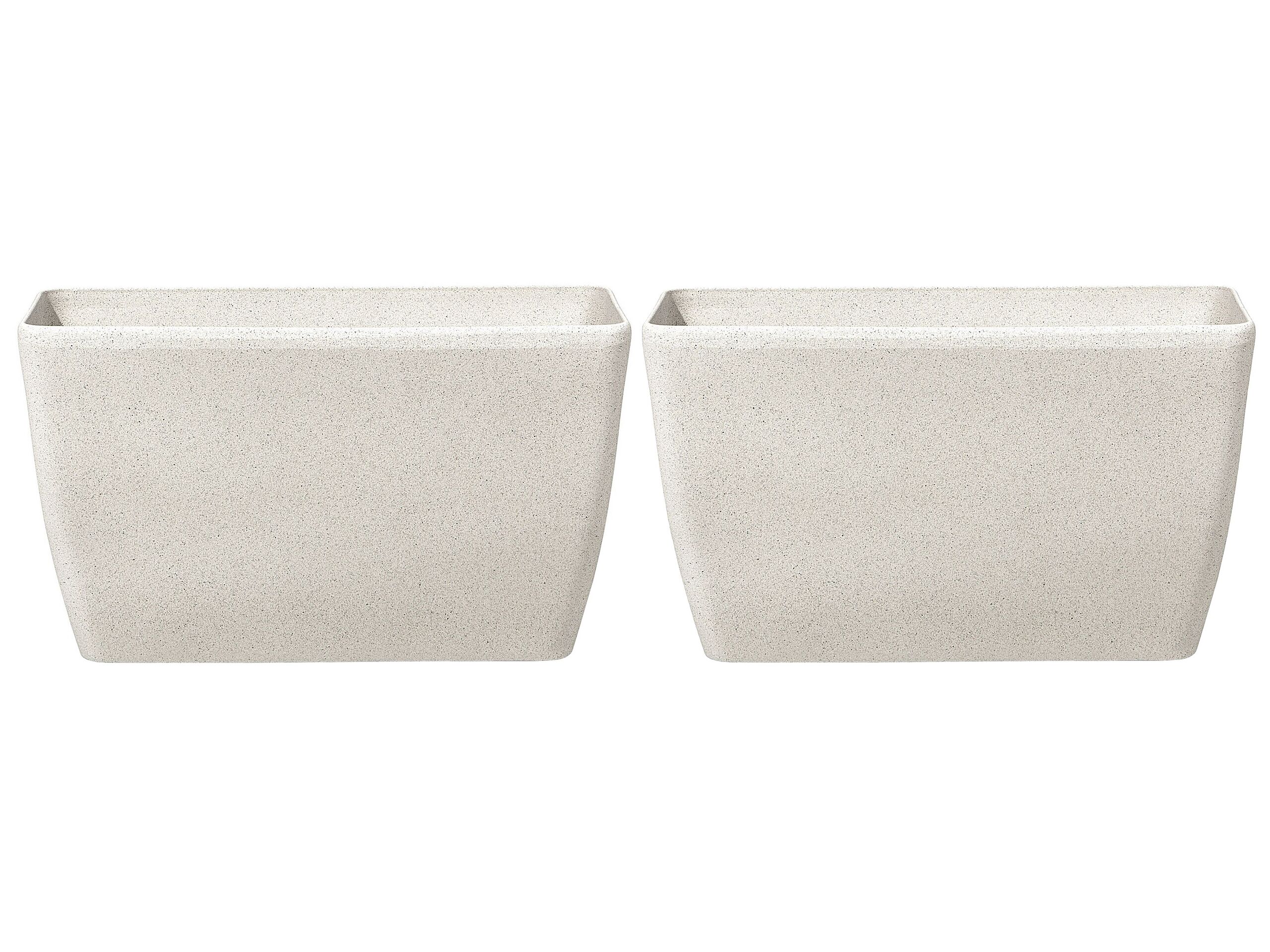 Set of 2 Flower Pot Stone Beige 74 x 32 x 45 cm BARIS - Gemini Interiors
