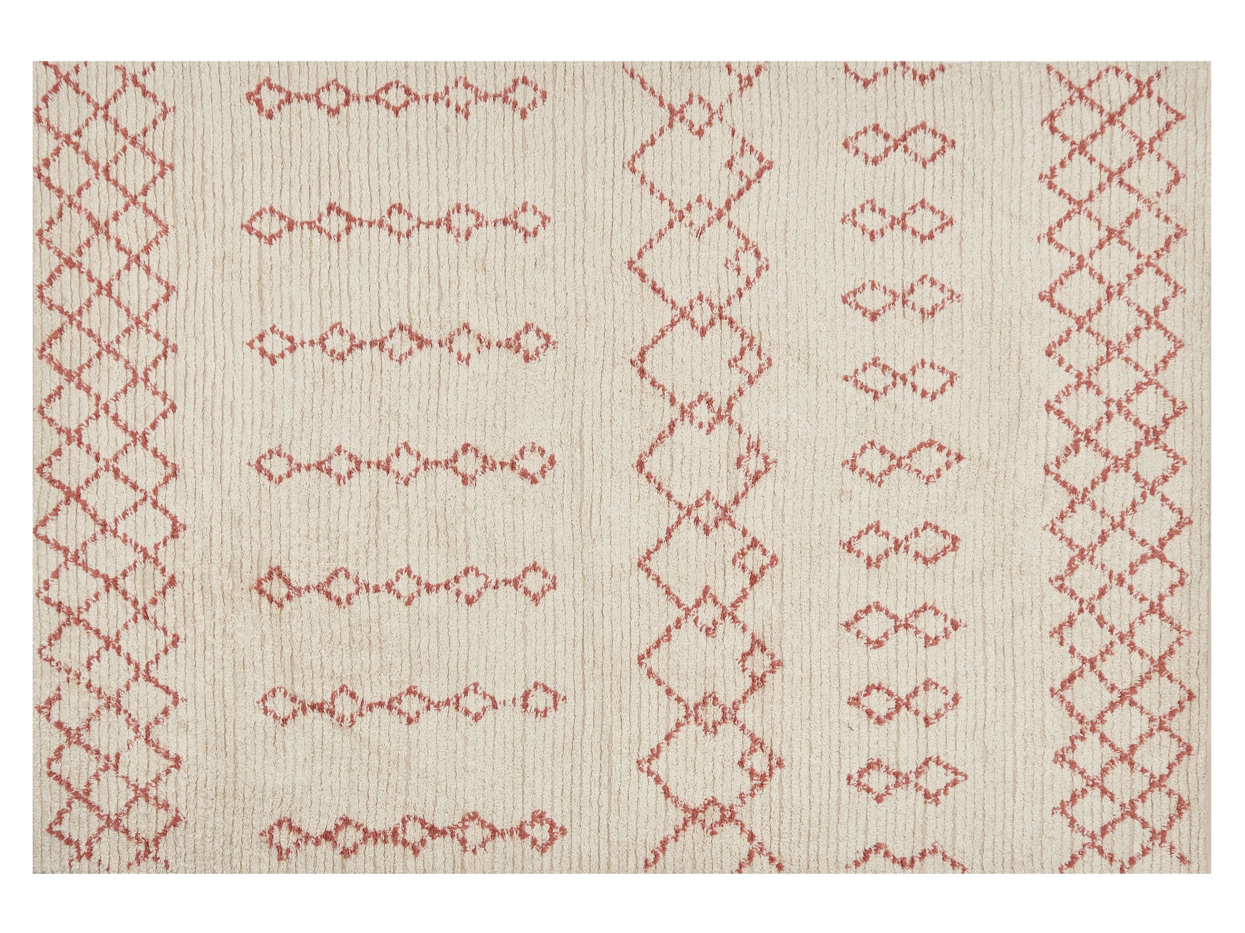 Cotton Area Rug 140x200cm Beige and Pink - Gemini Interiors