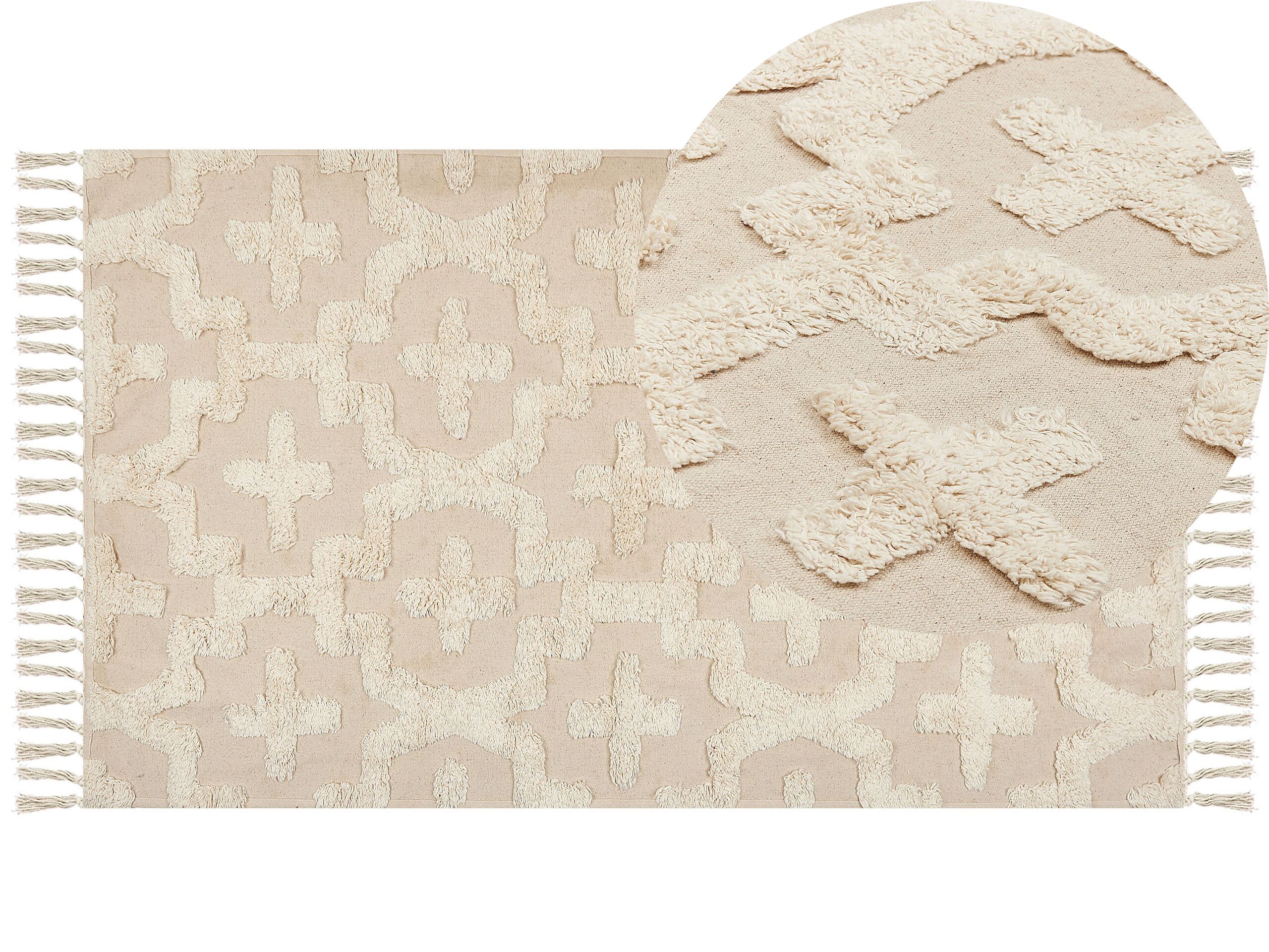 Cotton Area Rug 80x150cm Beige - Gemini Interiors