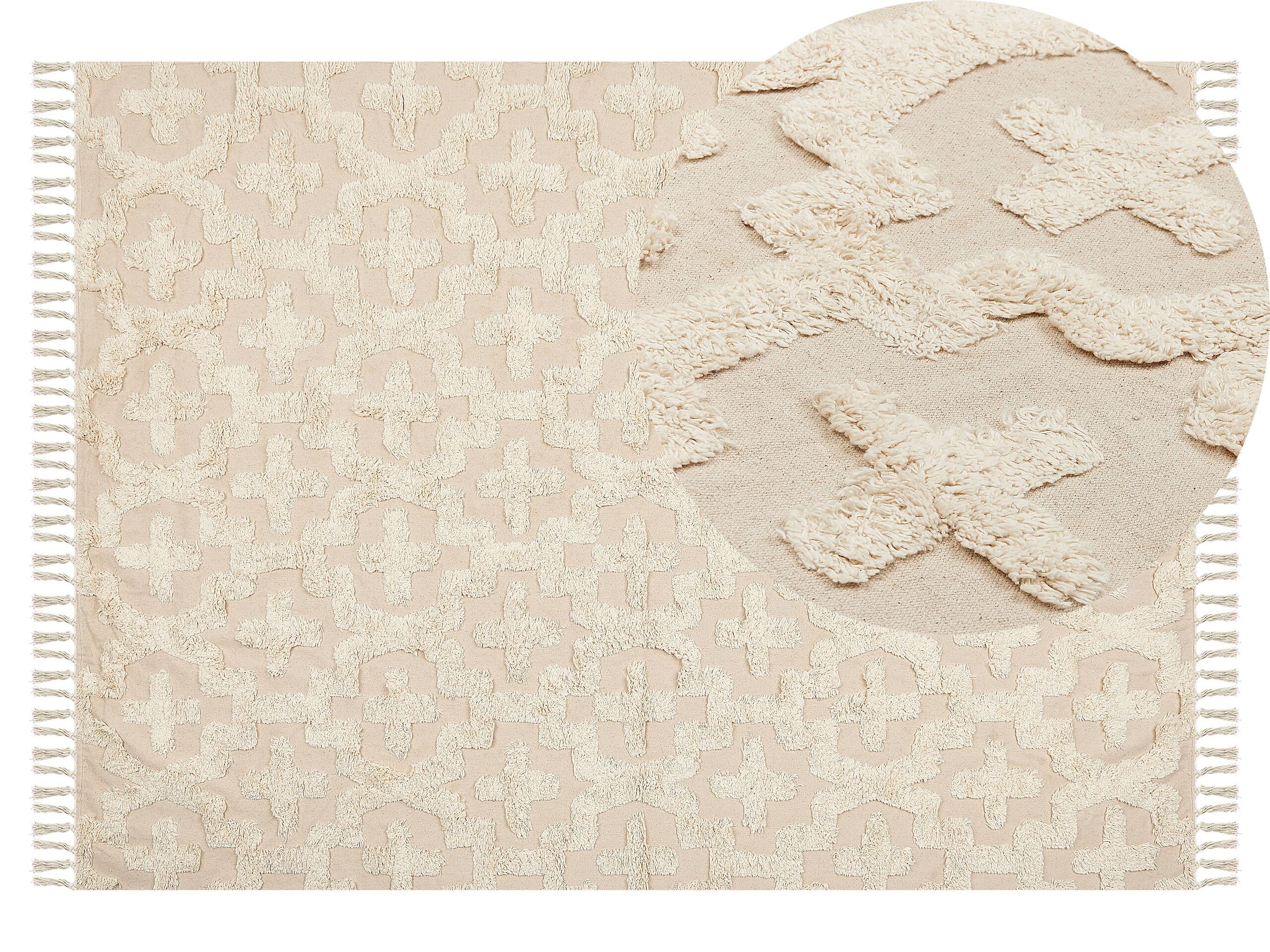 Cotton Area Rug 140x200cm Beige - Gemini Interiors
