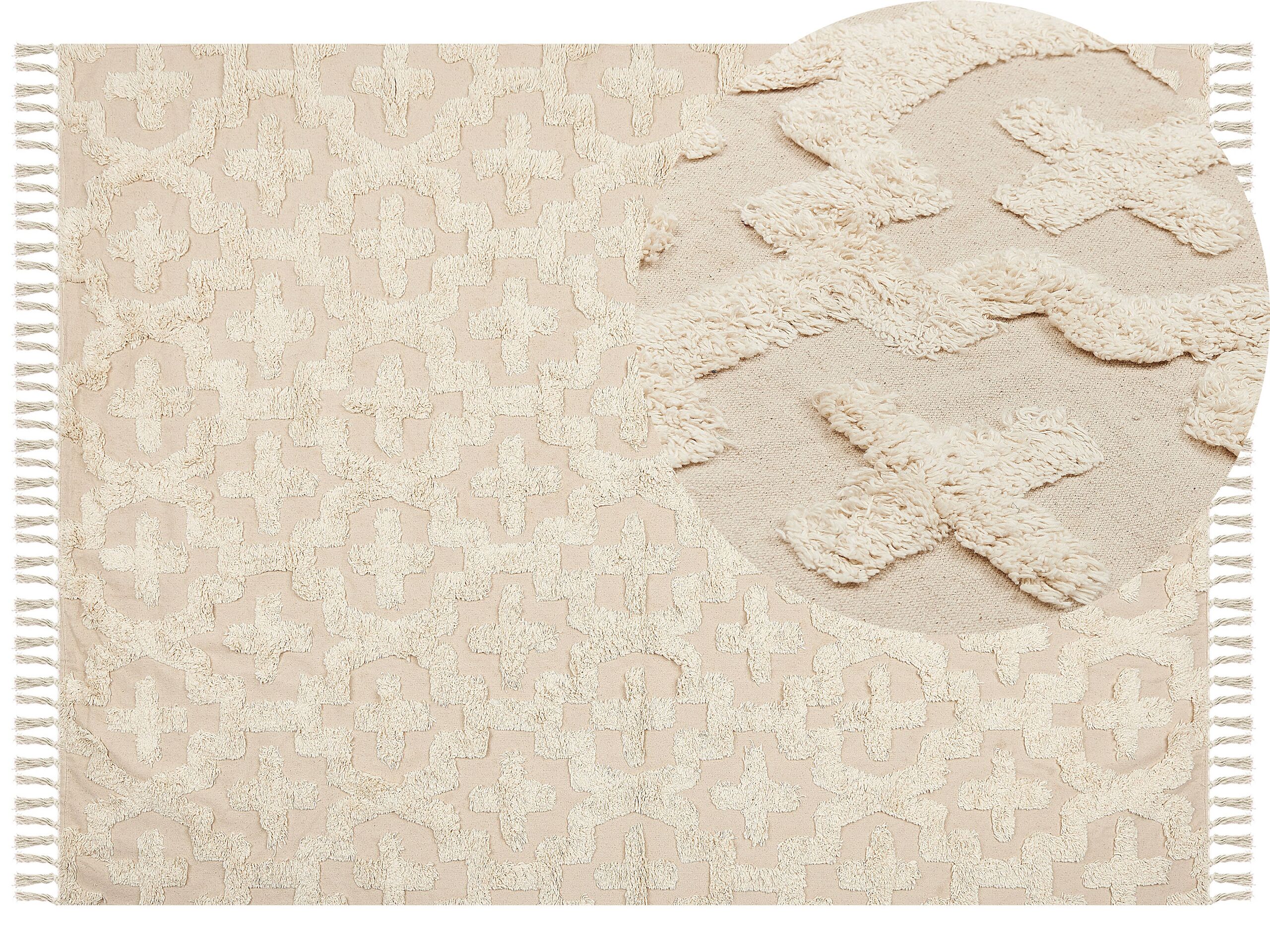 Cotton Area Rug 160x230cm Beige - Gemini Interiors