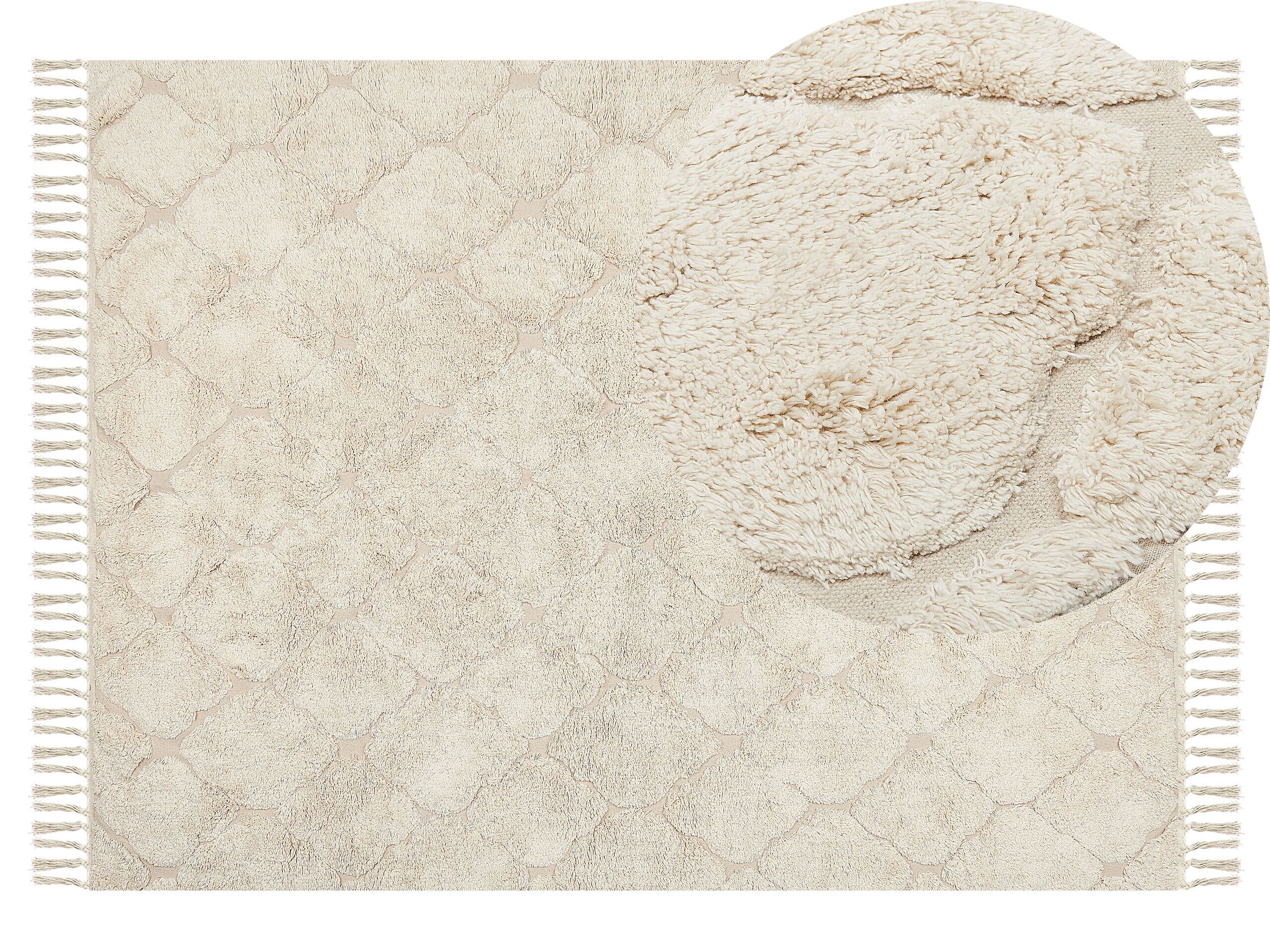 Cotton Area Rug 140x200cm Beige - Gemini Interiors