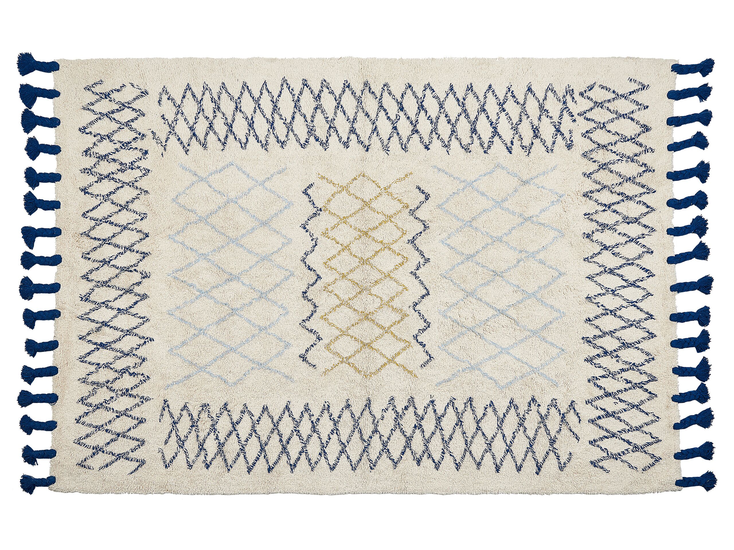 Cotton Area Rug 140x200cm Beige and Blue - Gemini Interiors