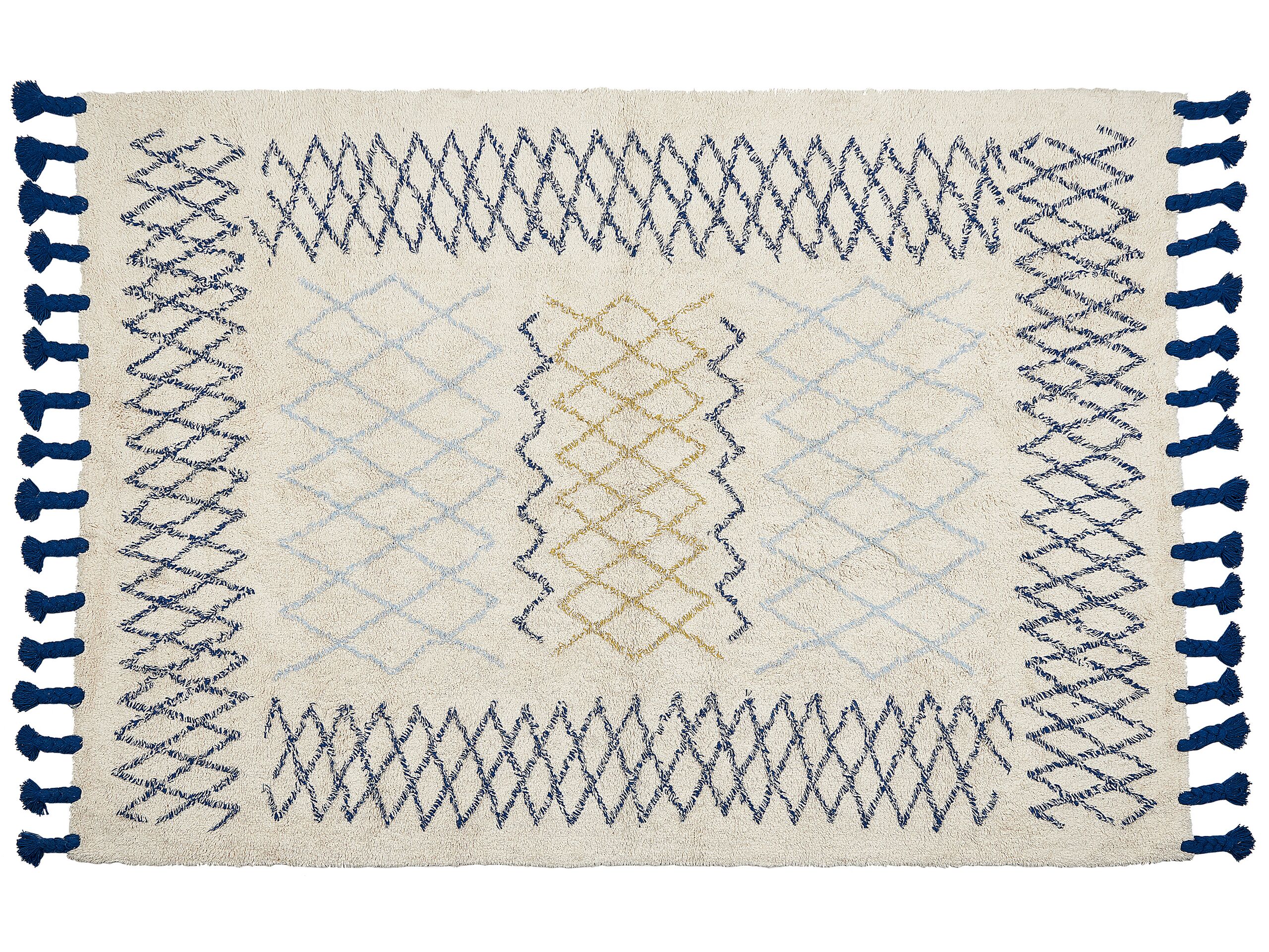 Cotton Area Rug 160x230cm Beige and Blue - Gemini Interiors