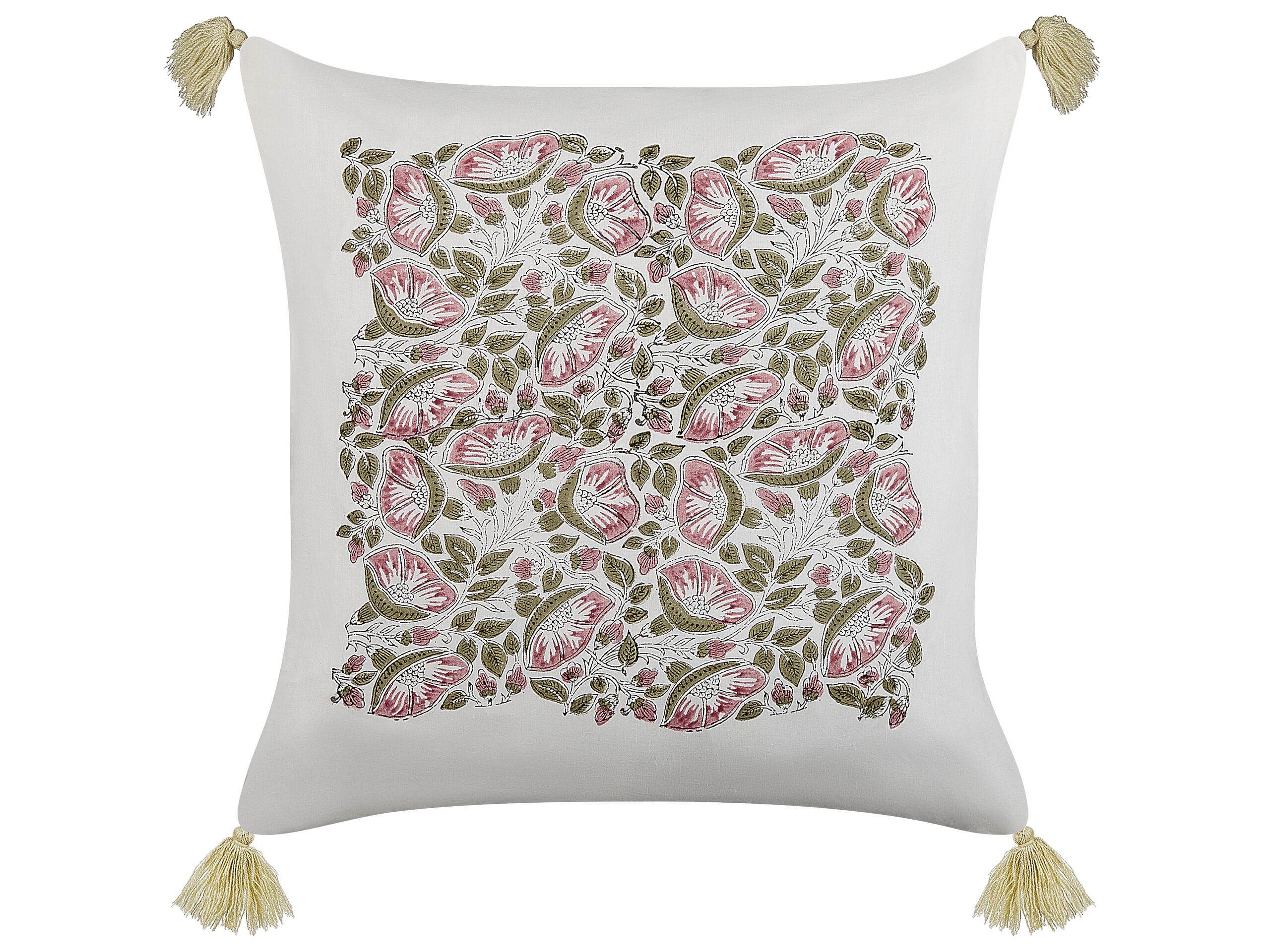 Cotton Cushion Floral Pattern with Tassels 45x45cm Multicolour - Gemini Interiors
