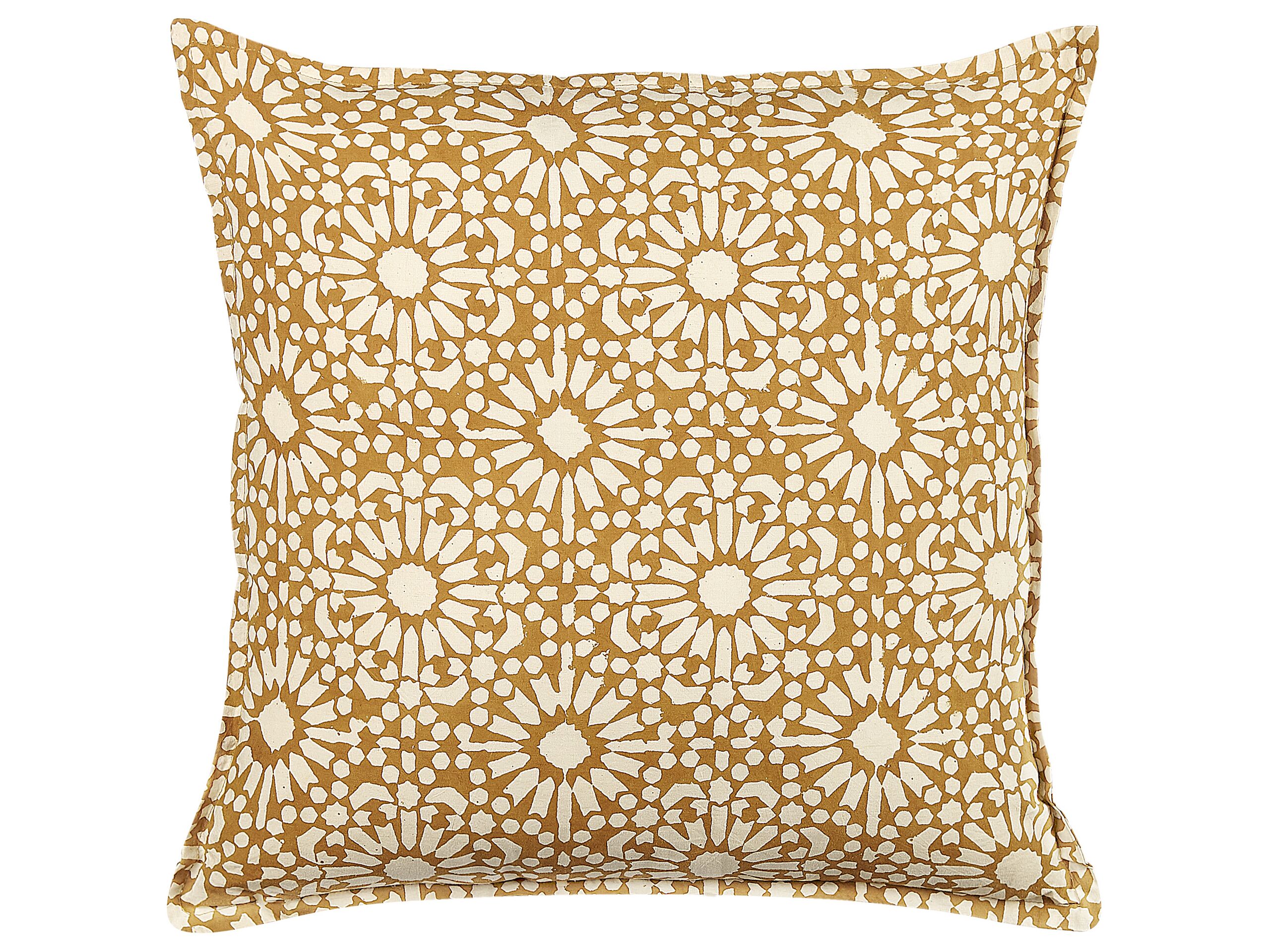 Cotton Cushion Geometric Pattern 45x45cm Beige - Gemini Interiors