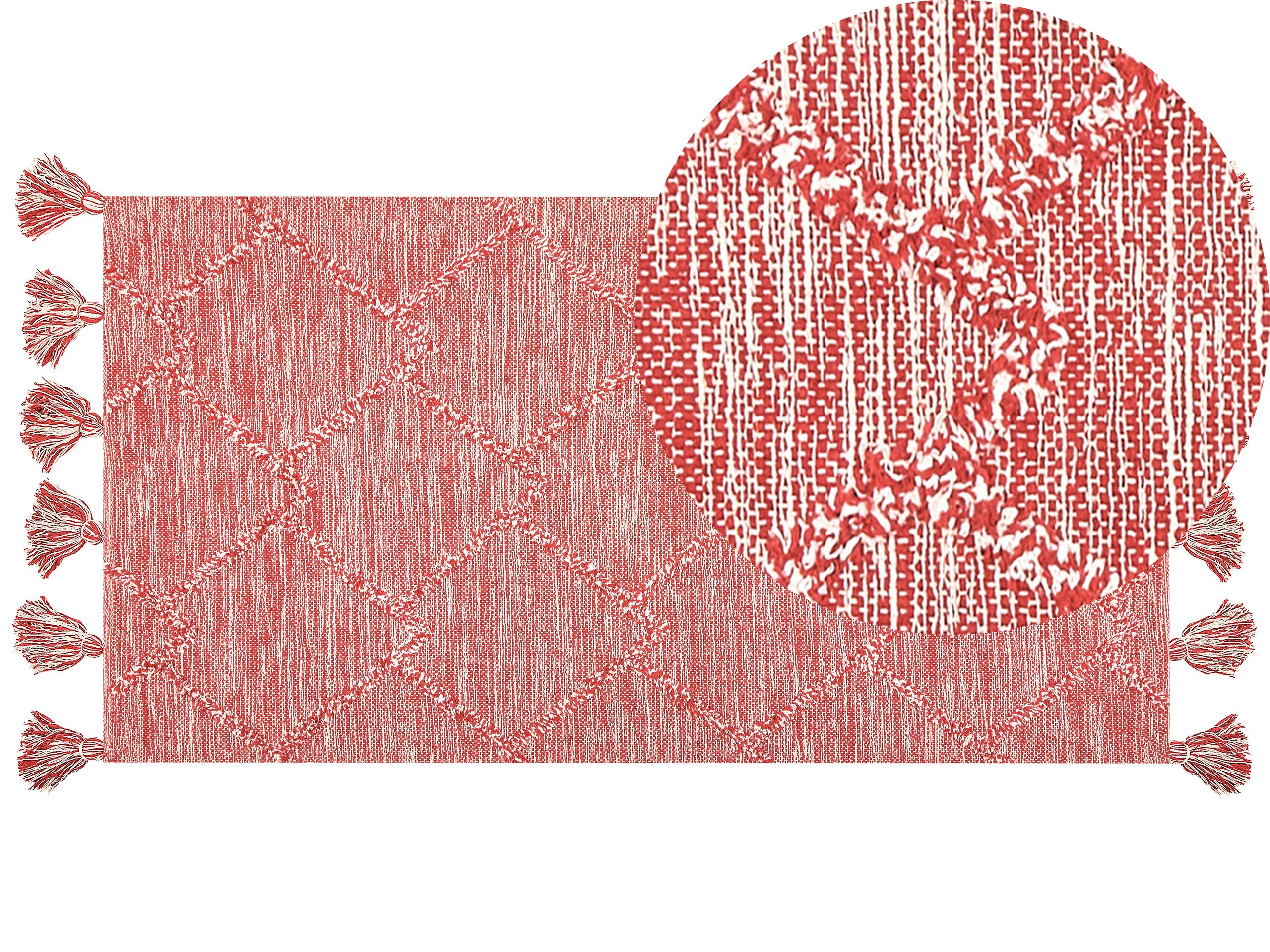 Cotton Area Rug 80x150cm Red - Gemini Interiors