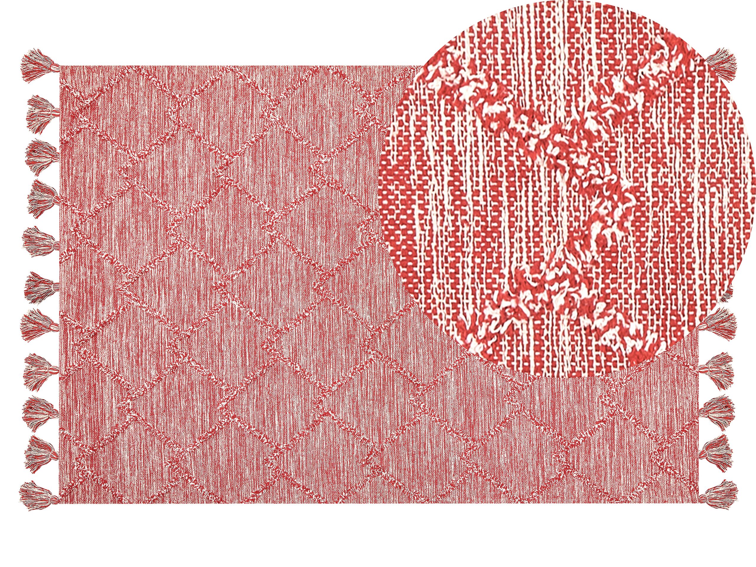 Cotton Area Rug 140x200cm Red - Gemini Interiors