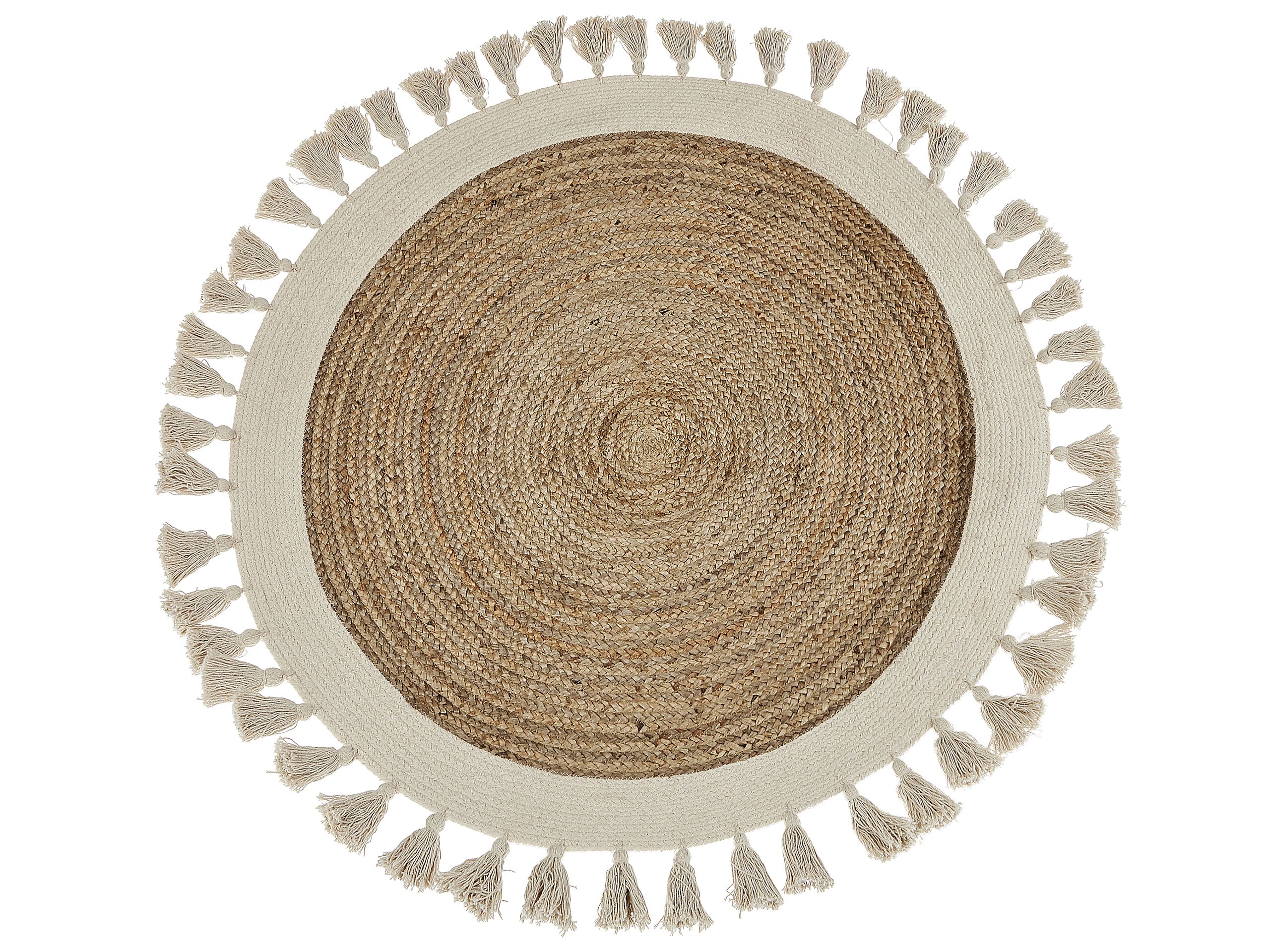 Round Jute Area Rug 120cm Beige - Gemini Interiors