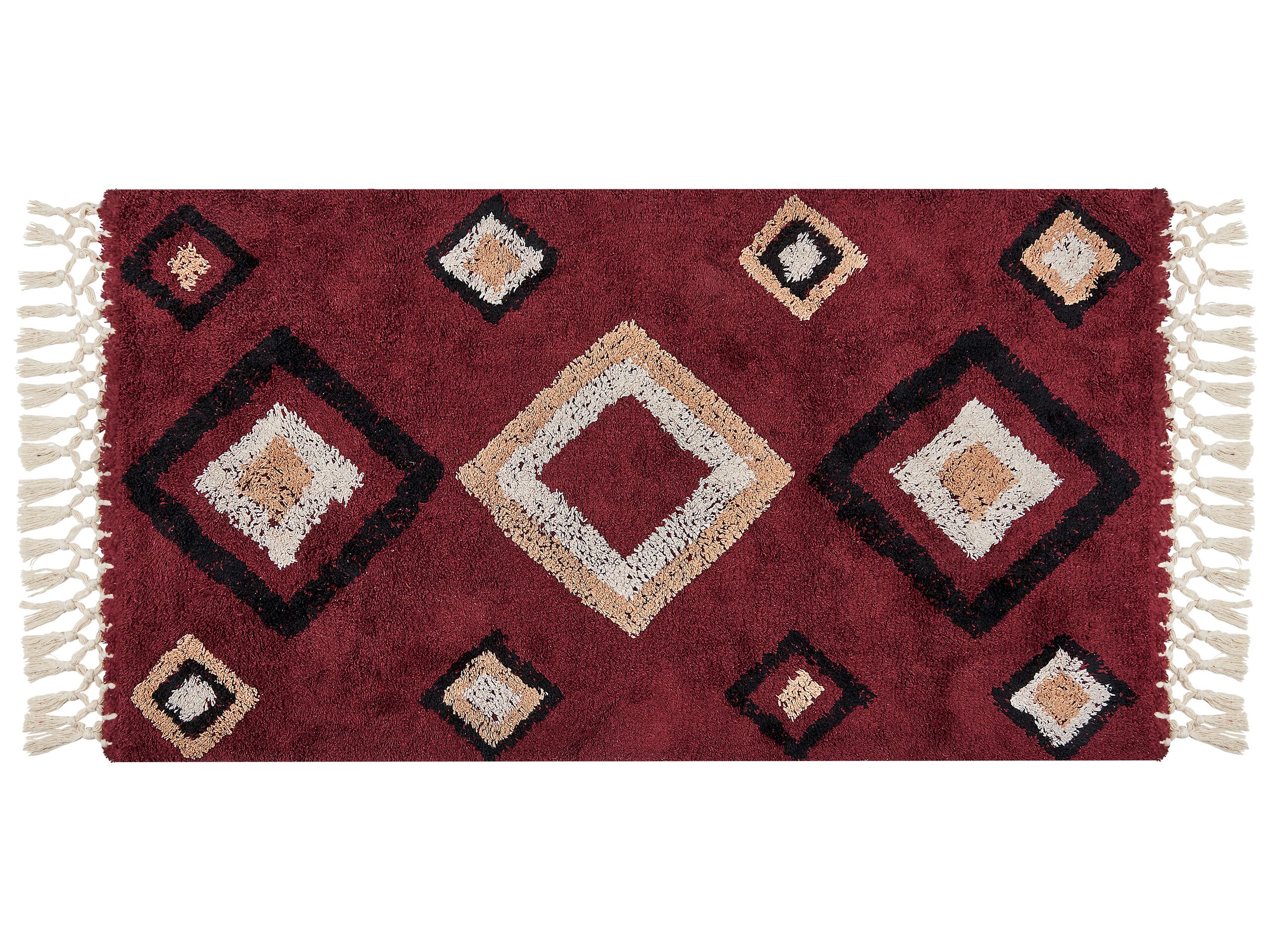 Cotton Area Rug 80x150cm Red - Gemini Interiors