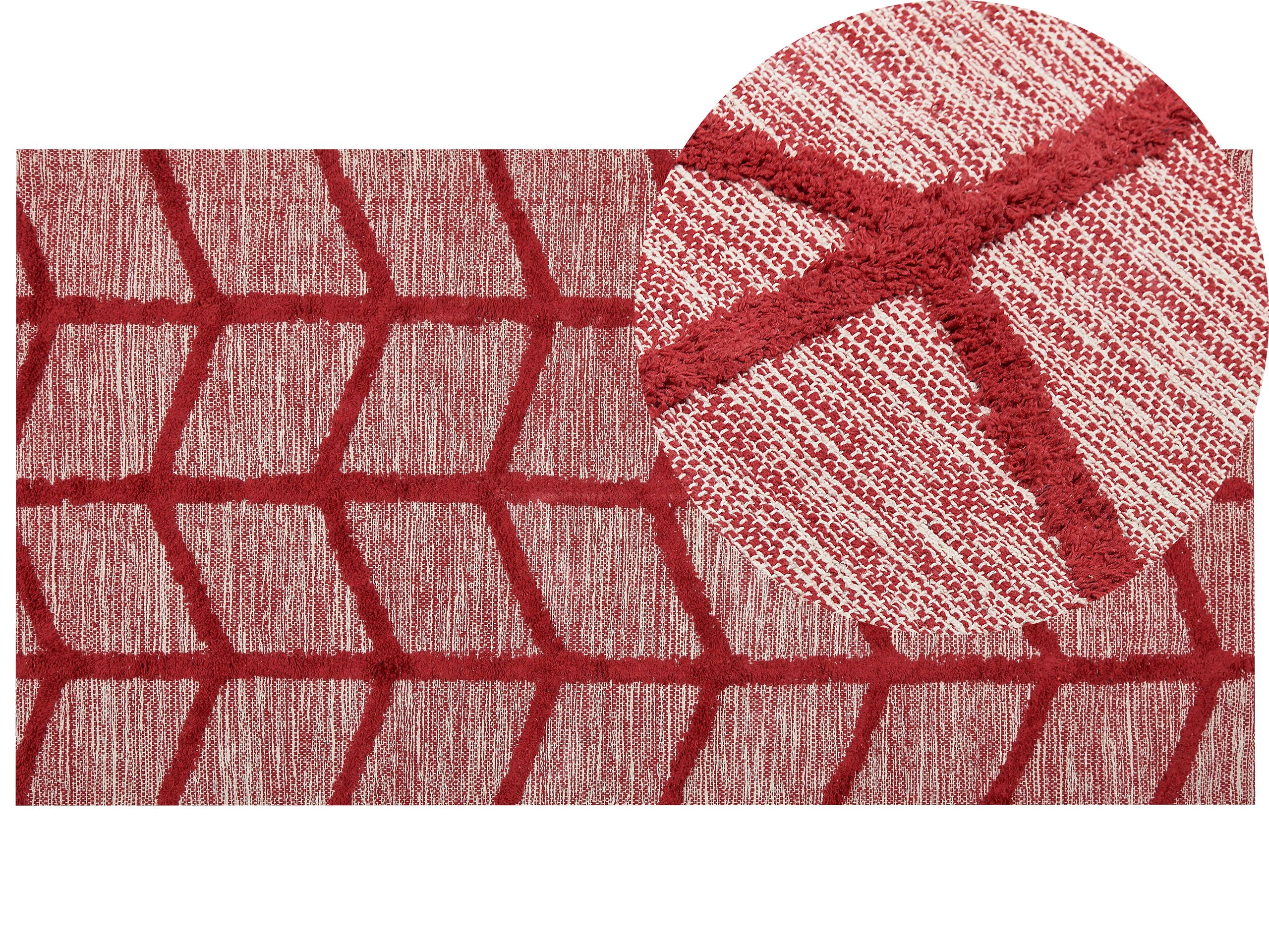 Cotton Area Rug 80x150cm Red - Gemini Interiors