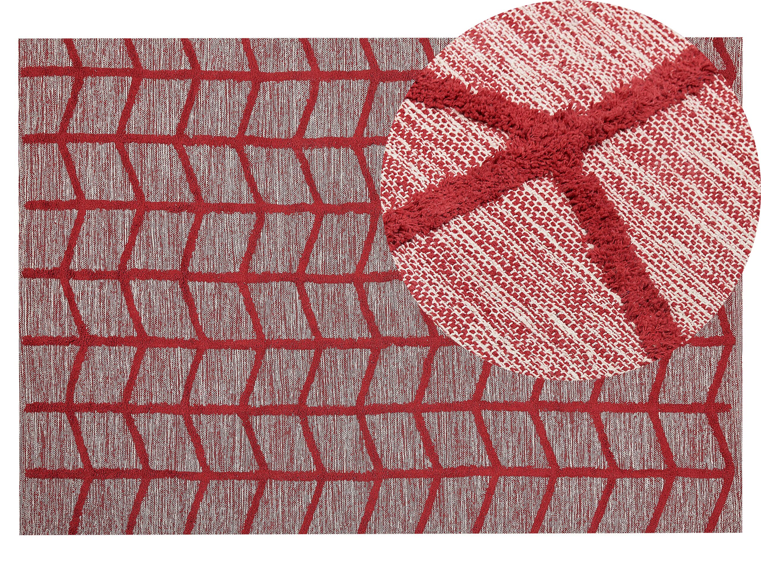 Cotton Area Rug 140x200cm Red - Gemini Interiors